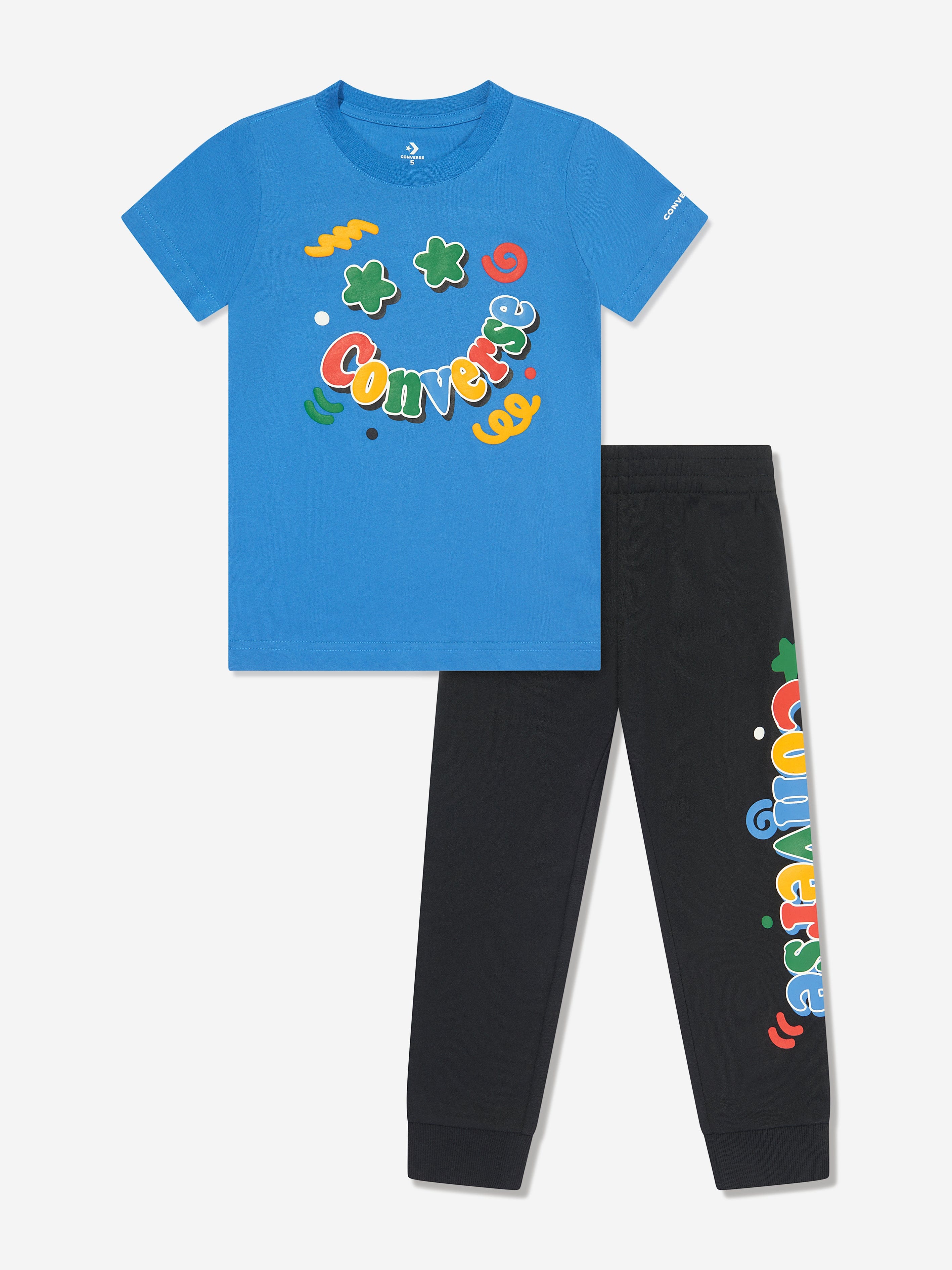 Converse Boys Squiggle T-Shirt And Jogger Set in Black Quality Free Shipping Low Pice