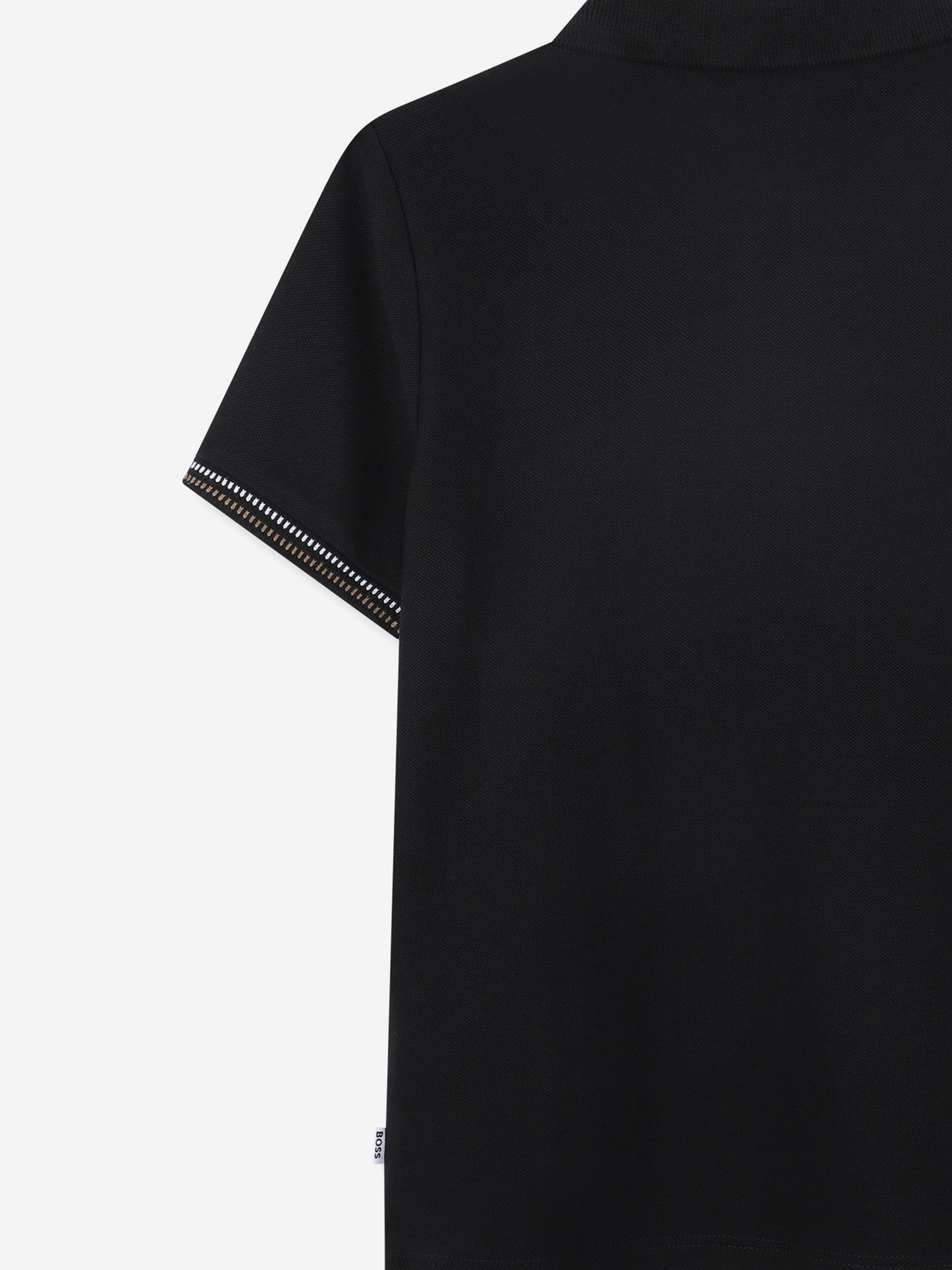 BOSS Boys Logo Print Polo Shirt in Black Free Shipping Best Seller