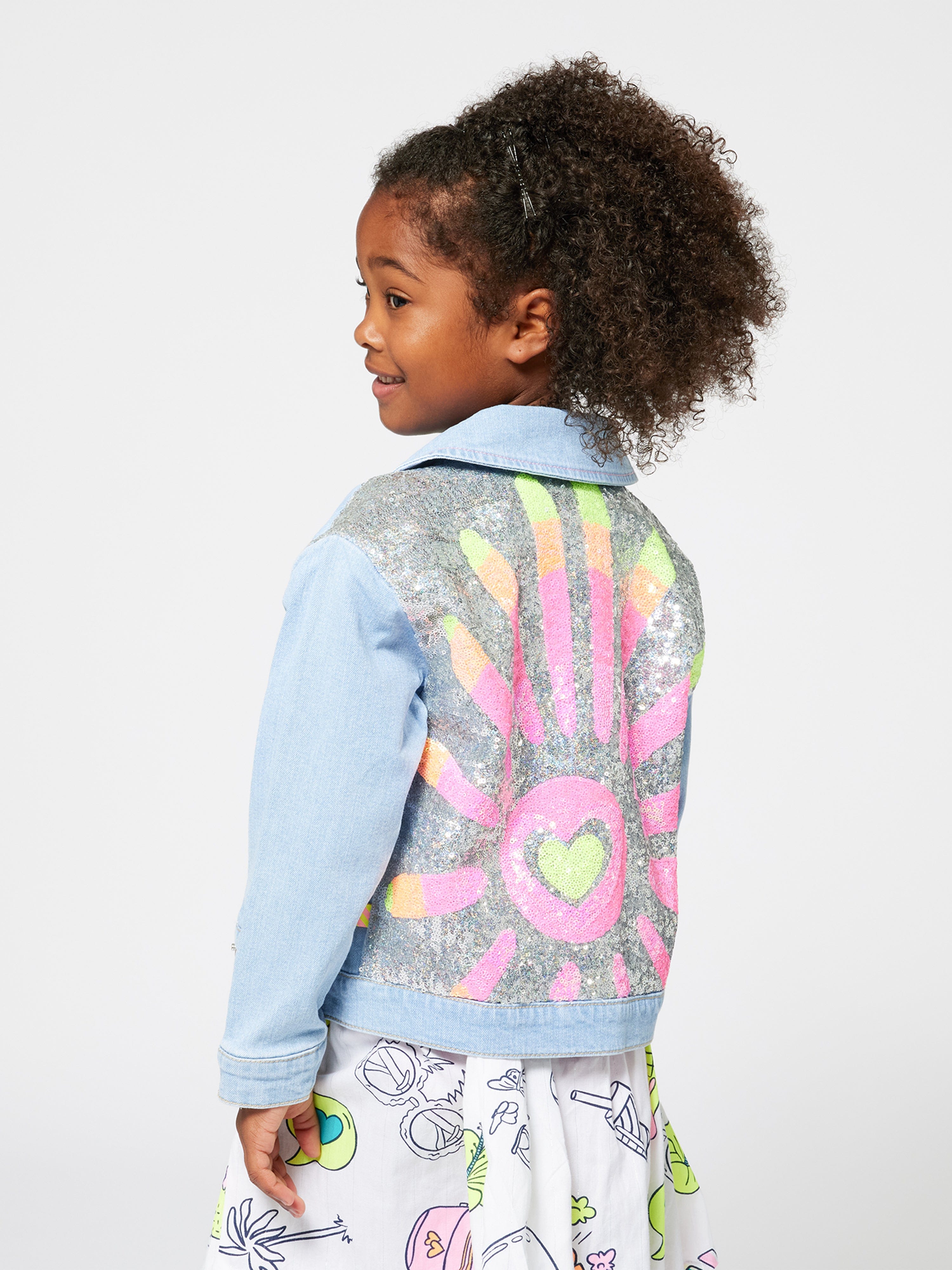 Girls Sequin Denim Jacket in Blue Shop For Cheap Pice