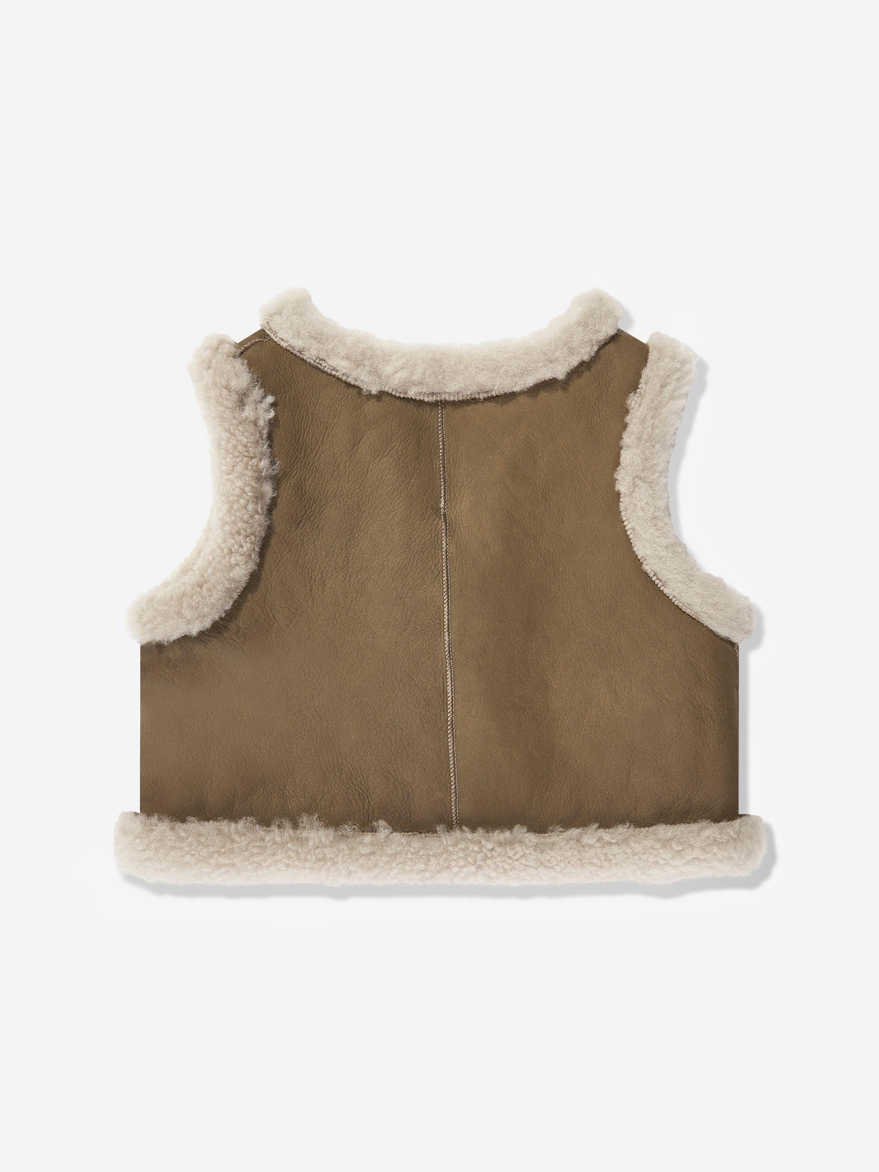 Bonpoint Baby Barra Faux Shearling Gilet in Brown High Quality Buy Online