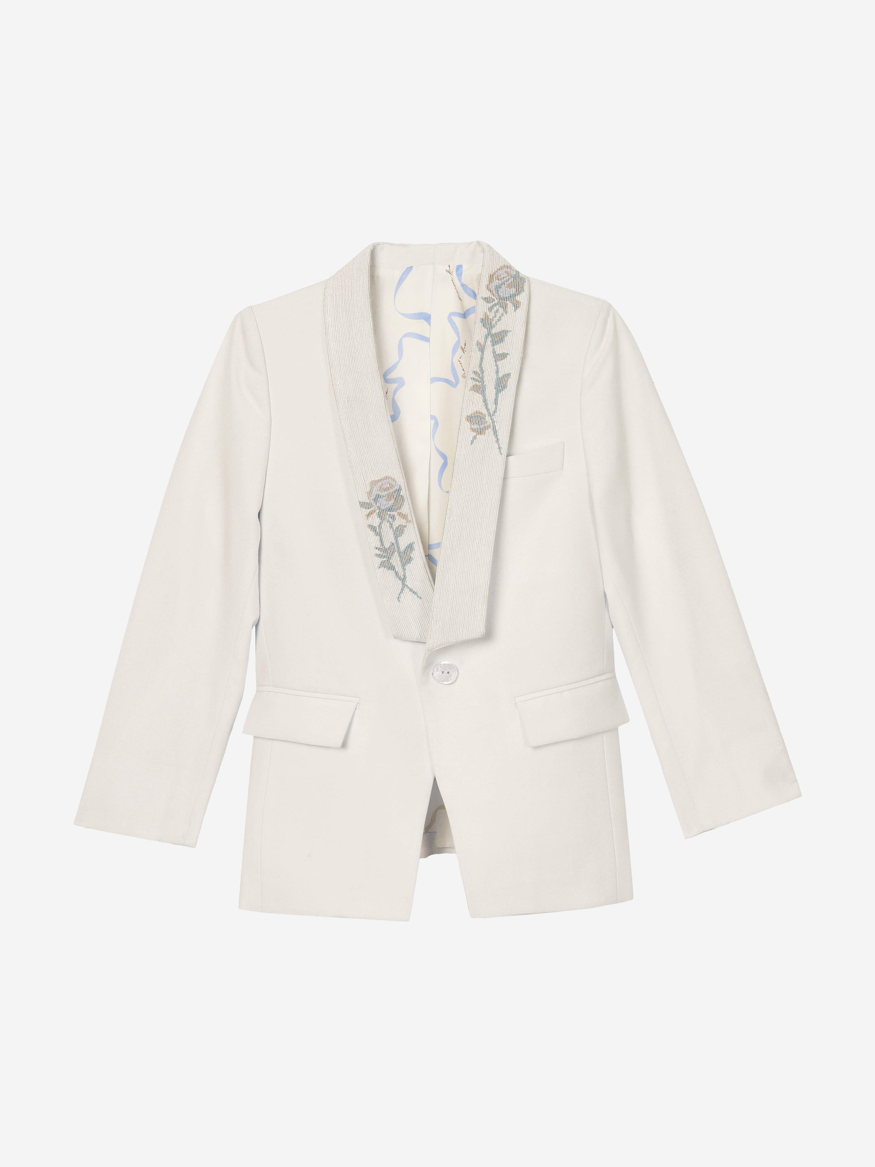 Maison Ava Boys Floral Lapel Noel Blazer in Ivory Free Shipping 2025 Unisex