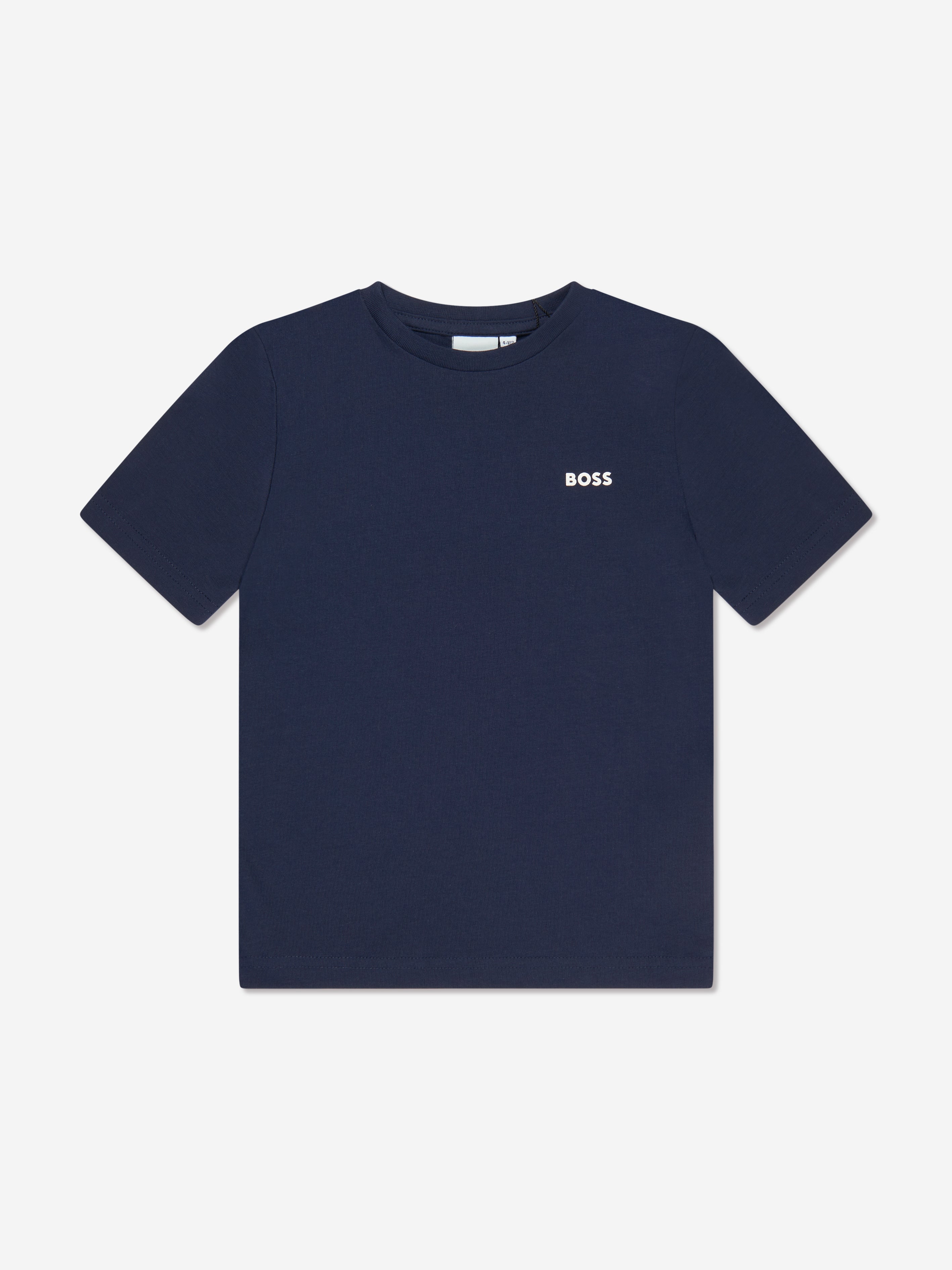 BOSS Boys Logo T-Shirt in Navy Cheap Sale Geniue Stockist