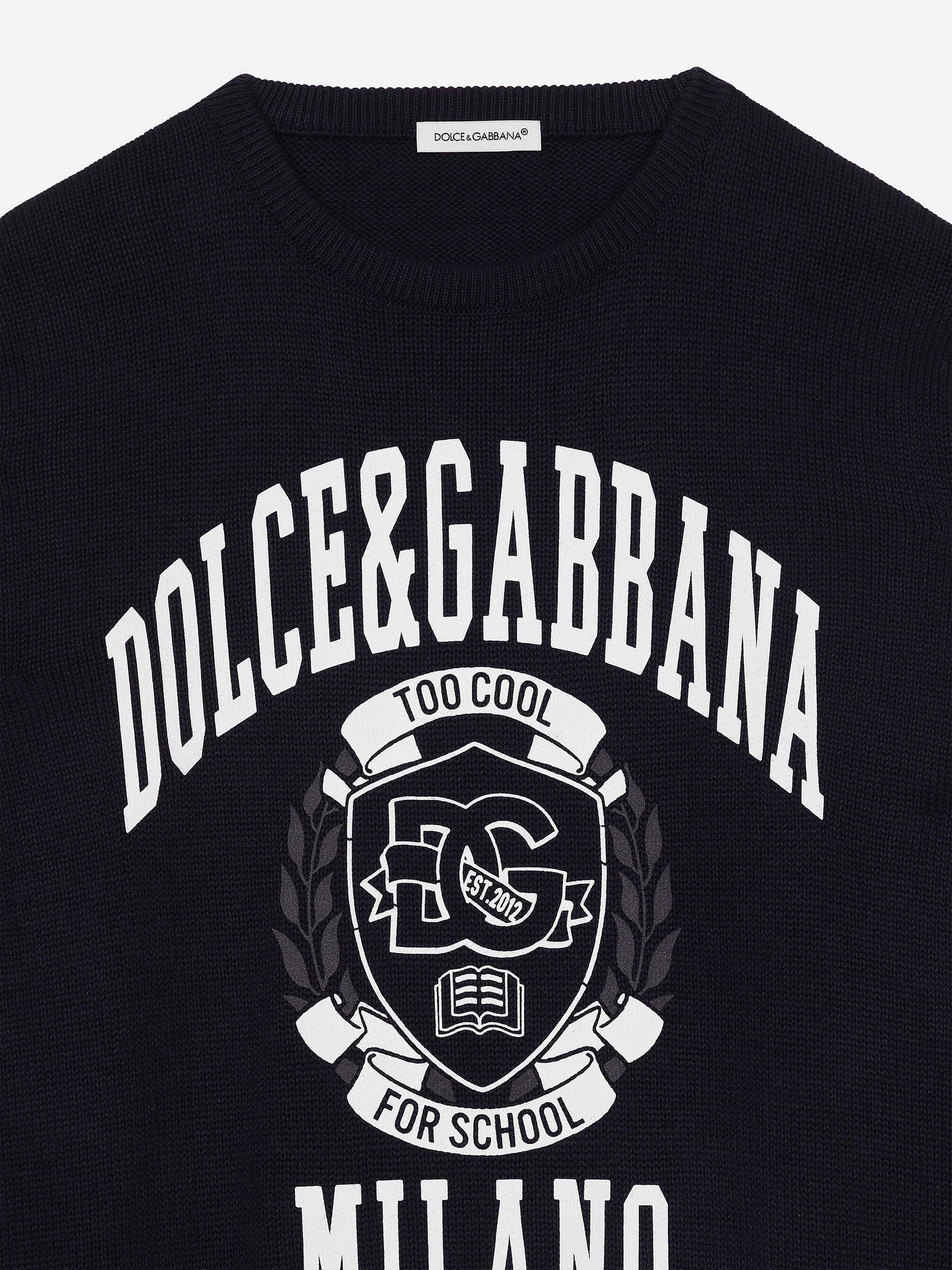 Dolce & Gabbana Boys Milano Logo Sweatshirt in Navy Buy Cheap Classic