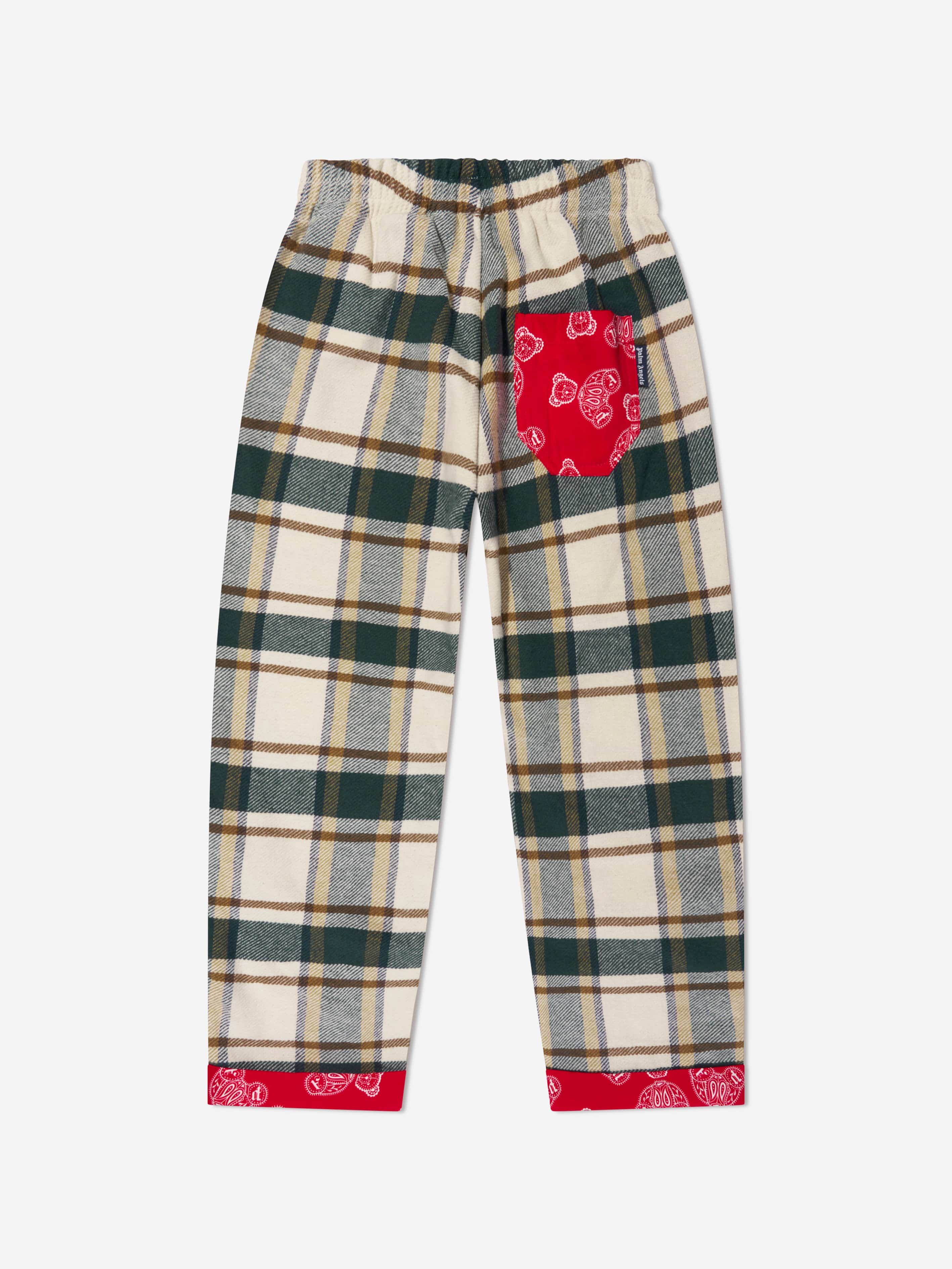 Palm Angels Boys Check Bears Paisley Trousers in Green Outlet Cheap Authentic