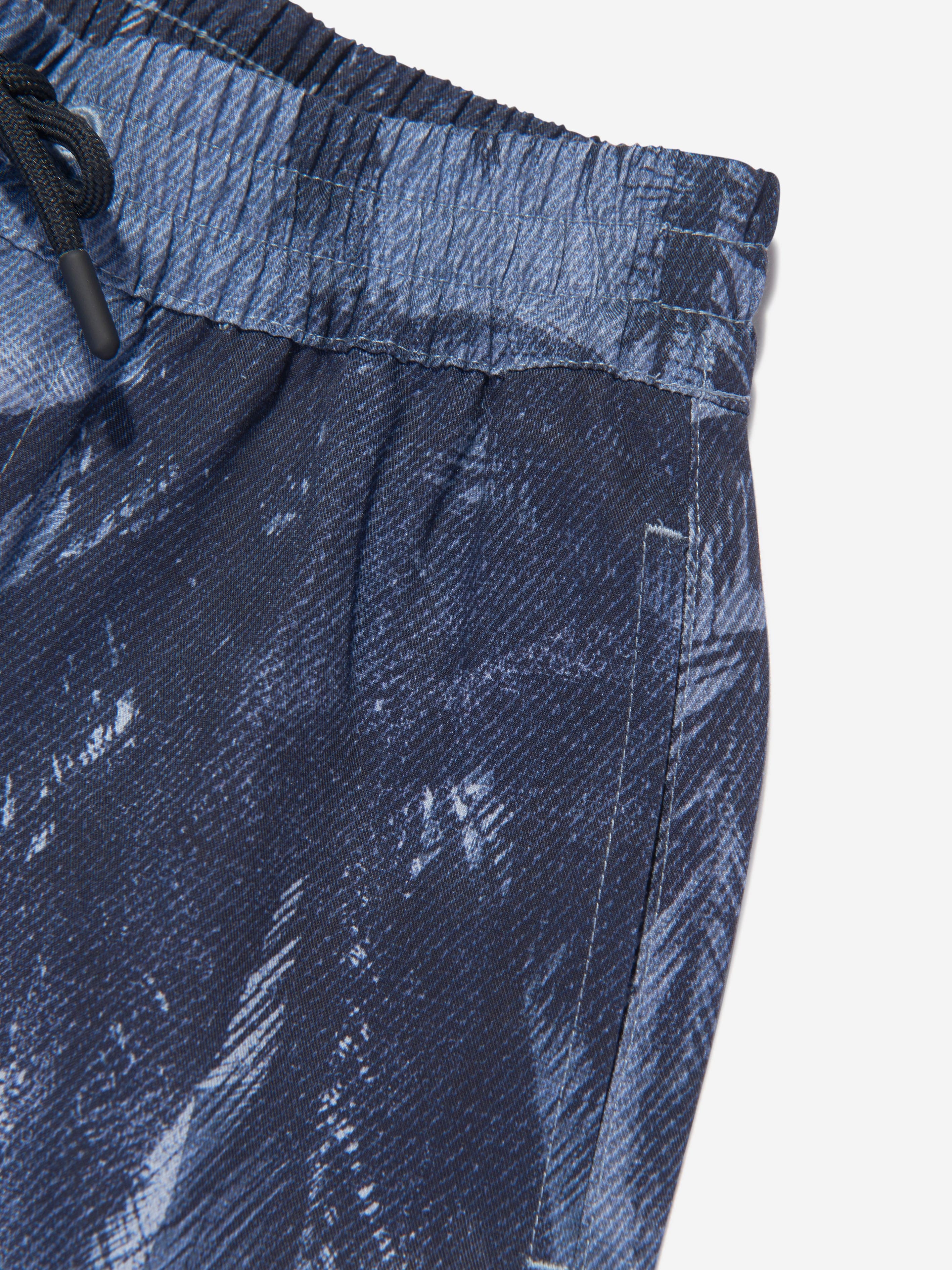 Emporio Armani Boys Palm Leaf Shorts in Blue Clearance Wiki