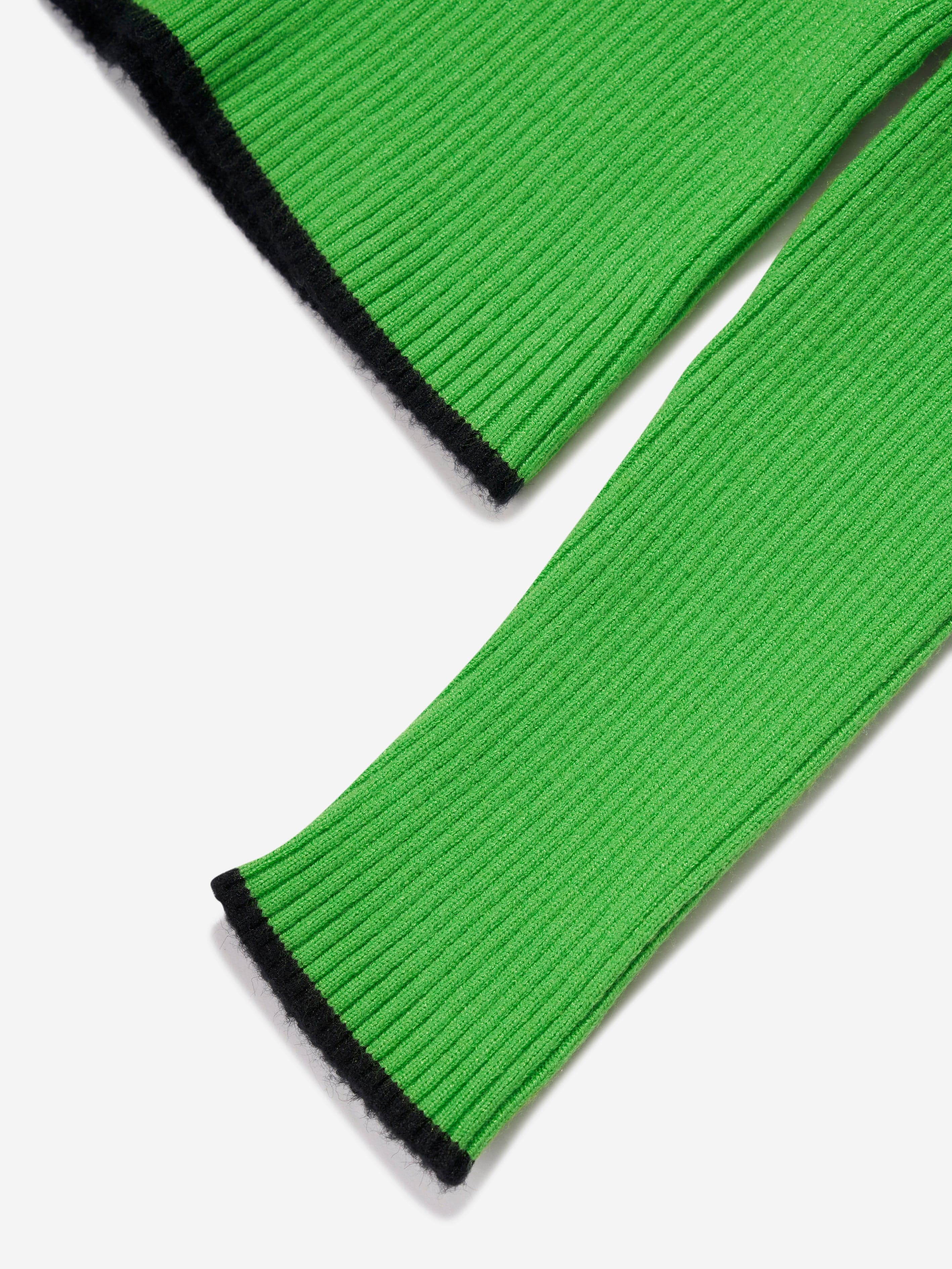 MSGM Girls Rib Knitted Turtleneck Jumper in Green Wholesale Pice