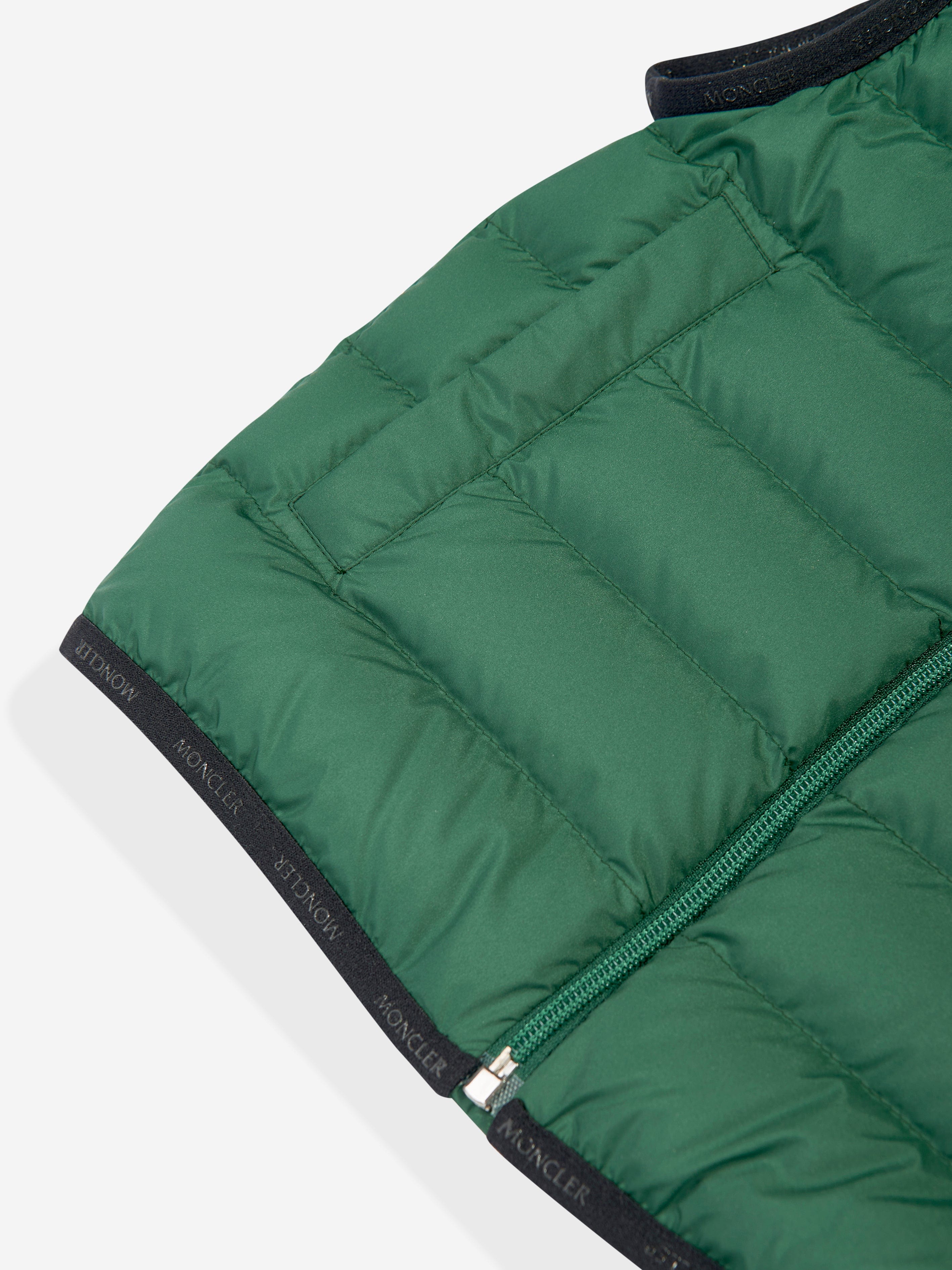 Moncler Enfant Boys Down Padded Contrin Gilet in Green Clearance Best Pices