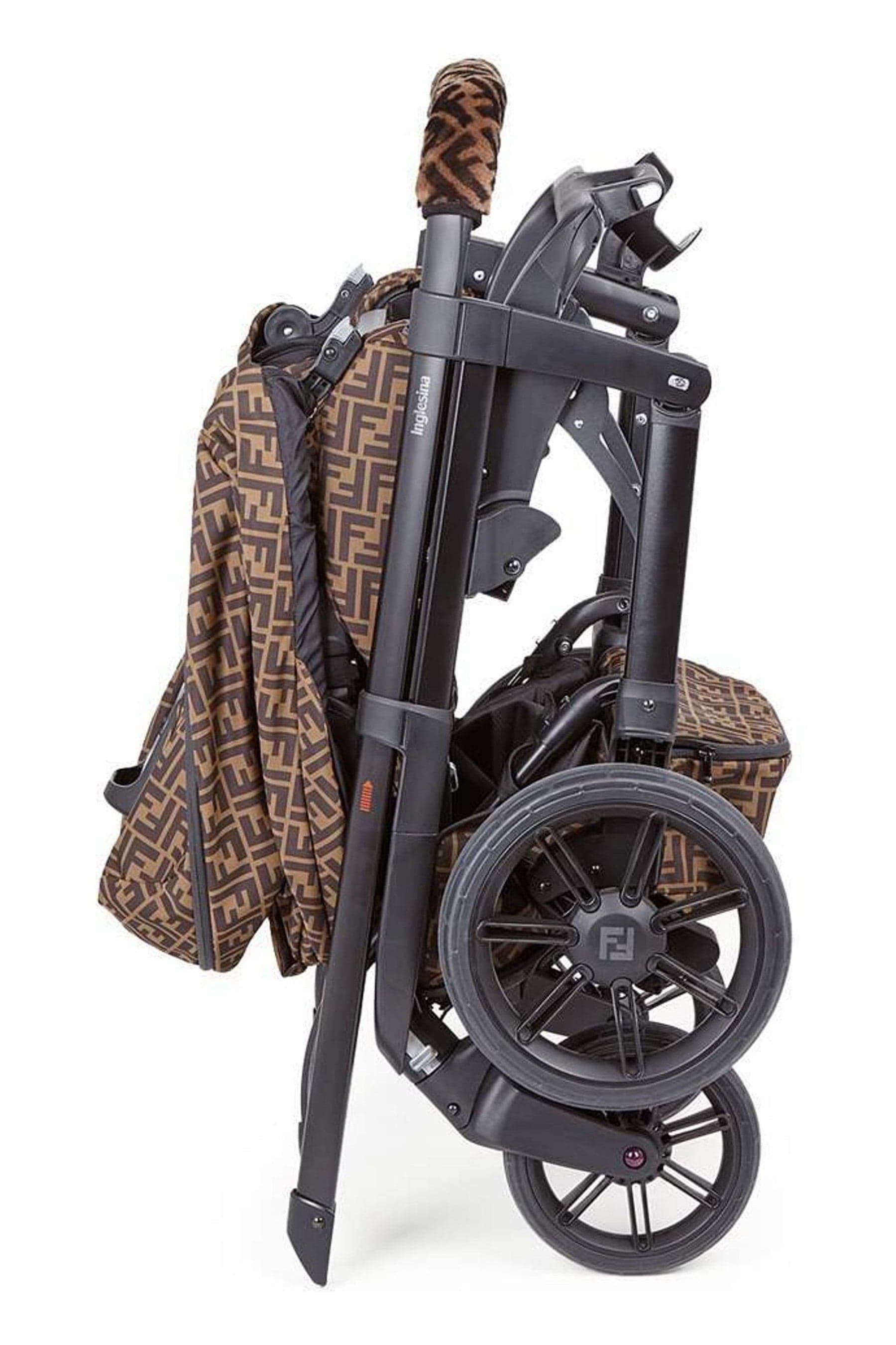 Fendi Baby FF Logo Stroller in Brown Free Shipping Geniue Stockist