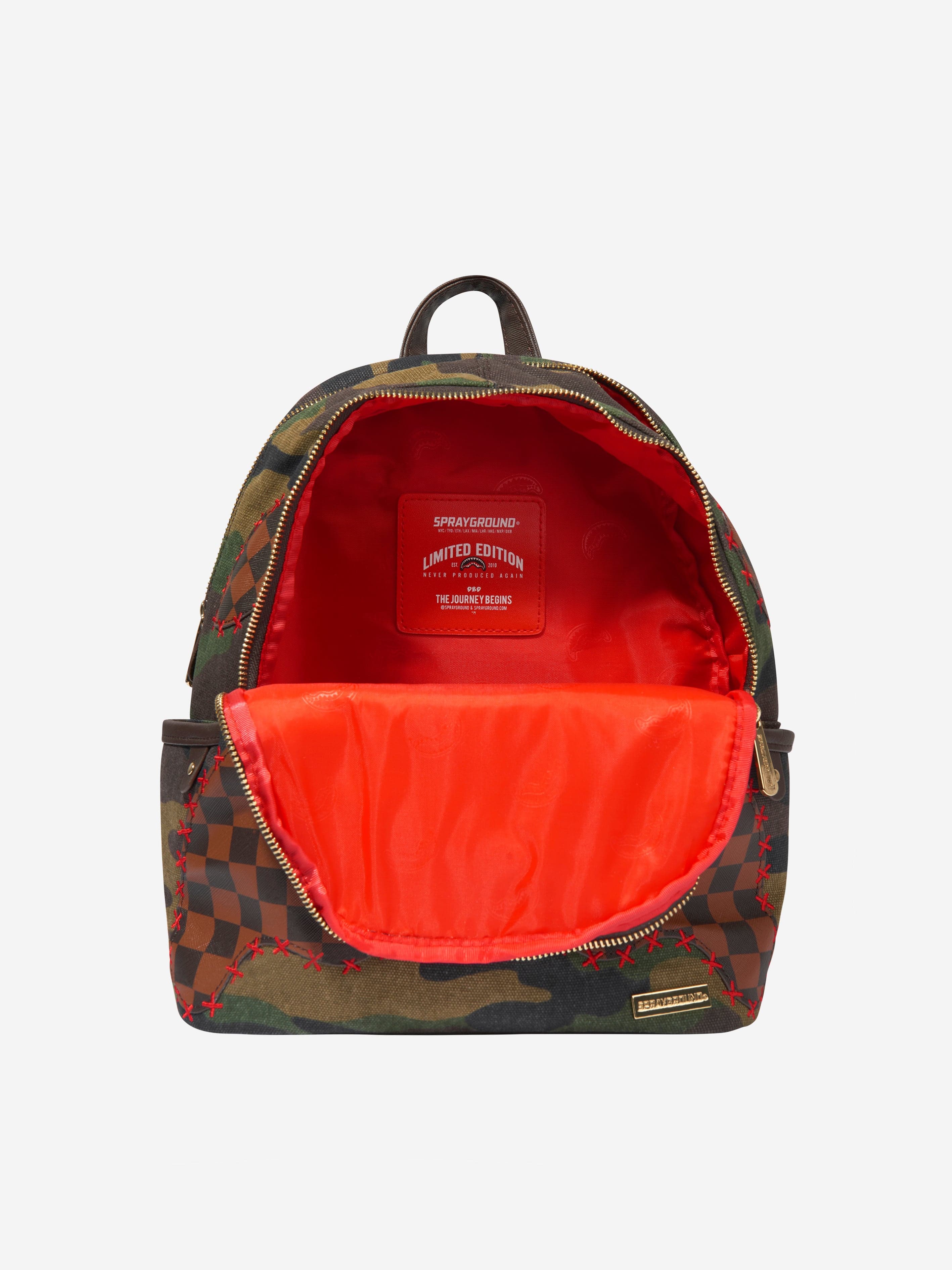 Sprayground Kids Camo Shark Shape Check Savage Backpack in Green (29cm) Buy Cheap Tumblr
