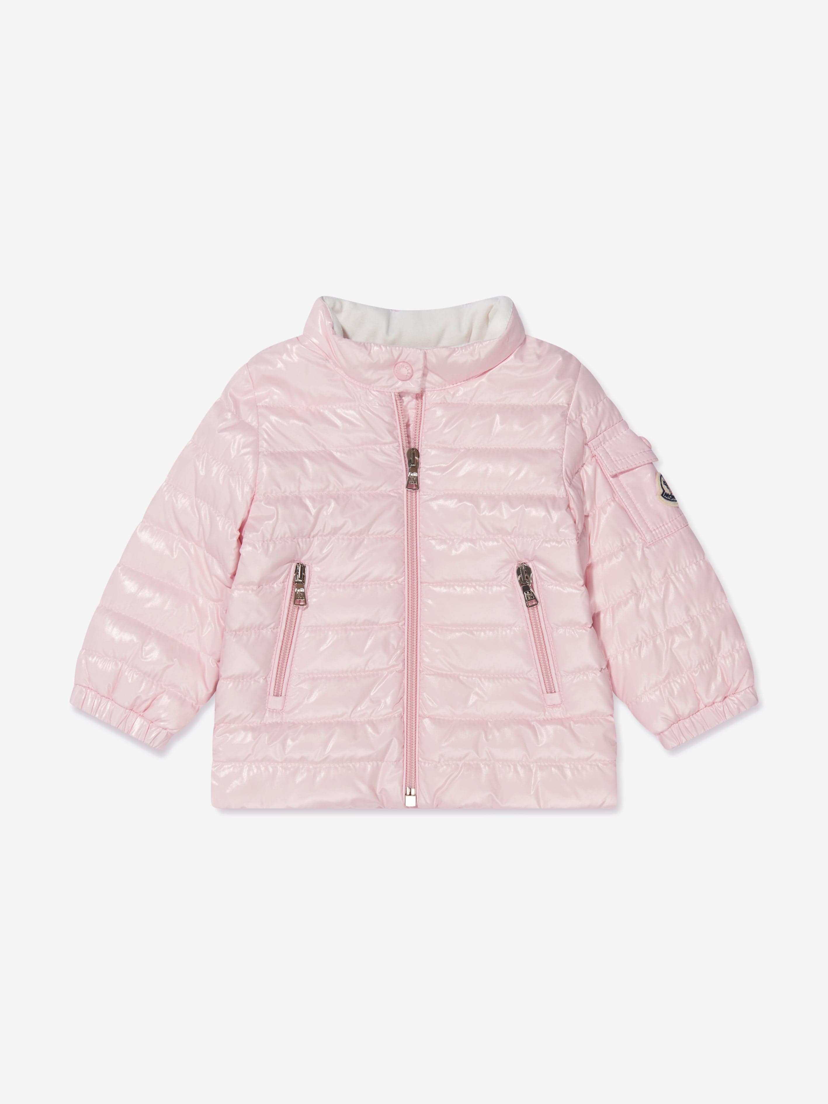Moncler Enfant Baby Girls Down Padded Paulas Jacket in Pink Cheap View