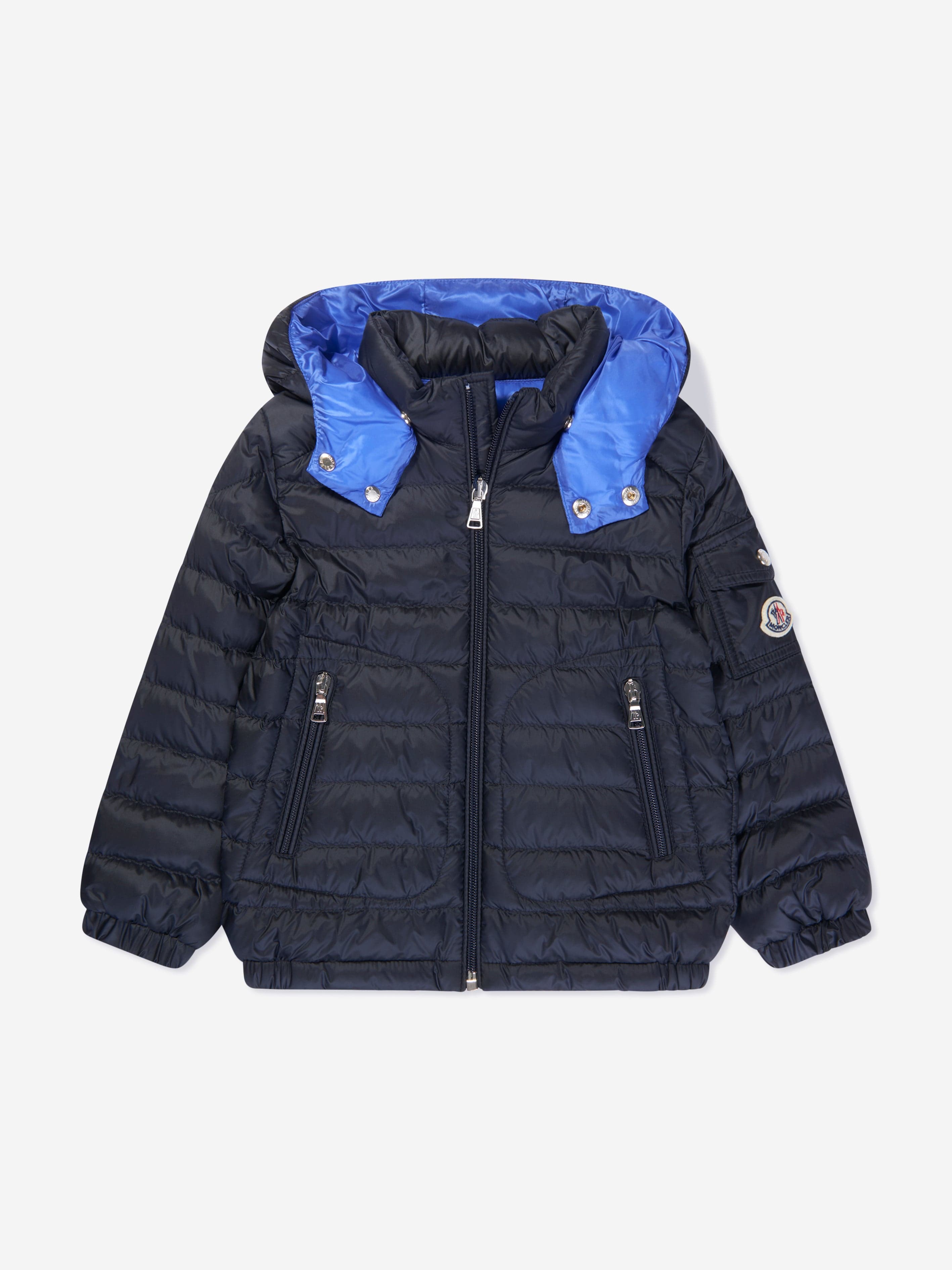 Moncler Enfant Boys Down Padded Lauros Jacket in Navy Discount Big Sale
