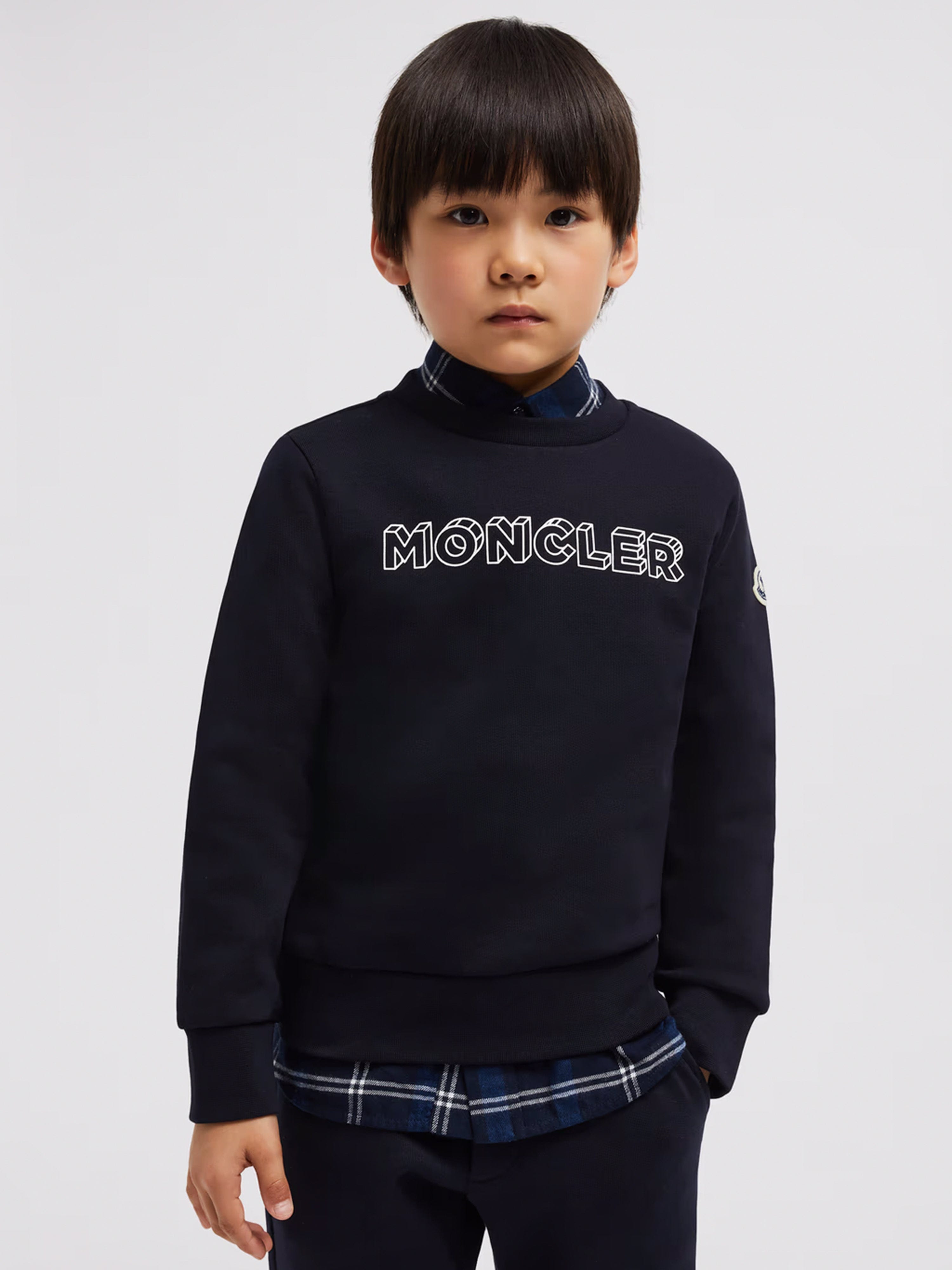 Moncler Enfant Boys Logo Sweatshirt in Navy The Best Store To Get