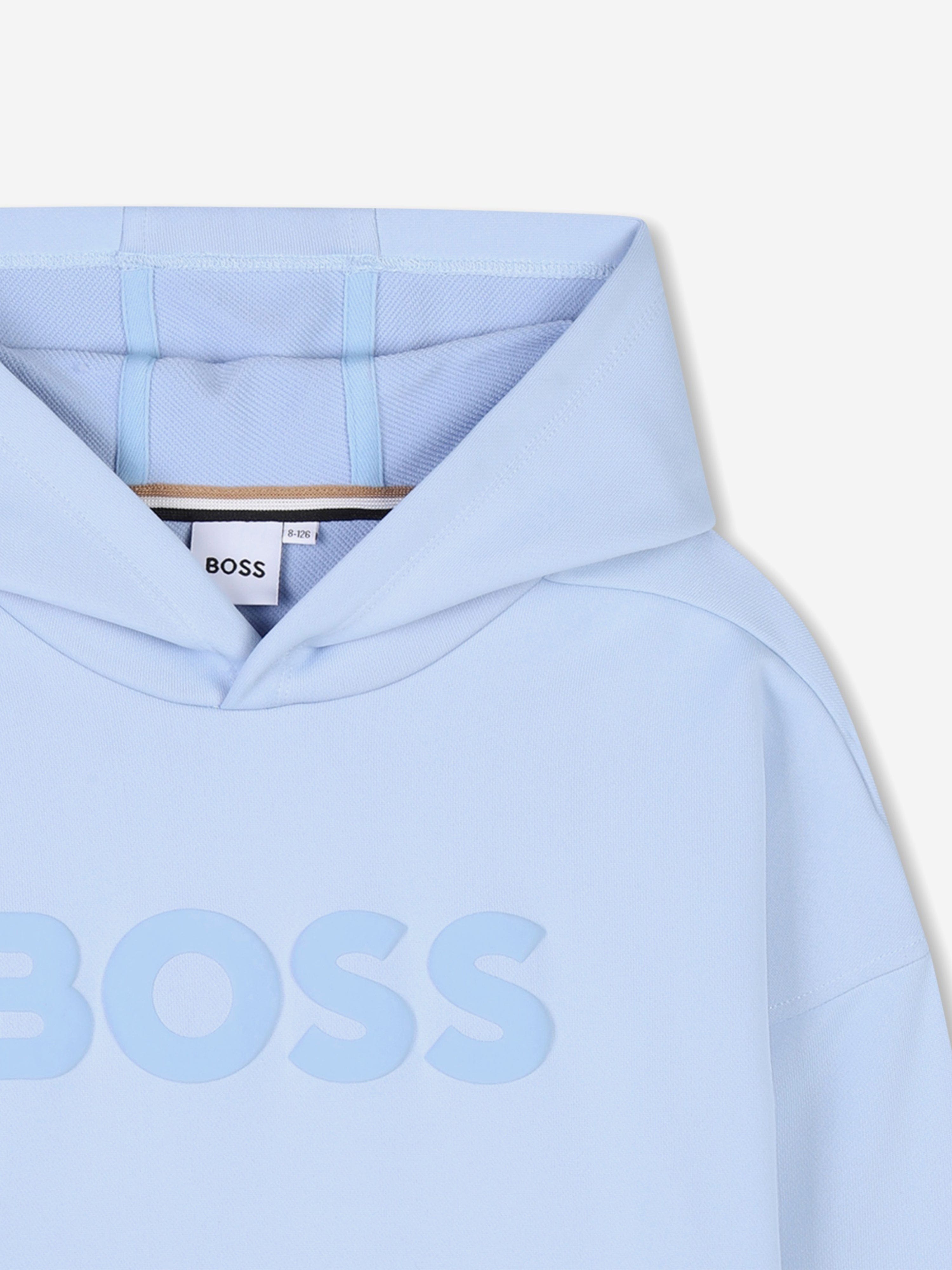 BOSS Boys Logo Print Hoodie in Blue Cheap Sale Enjoy