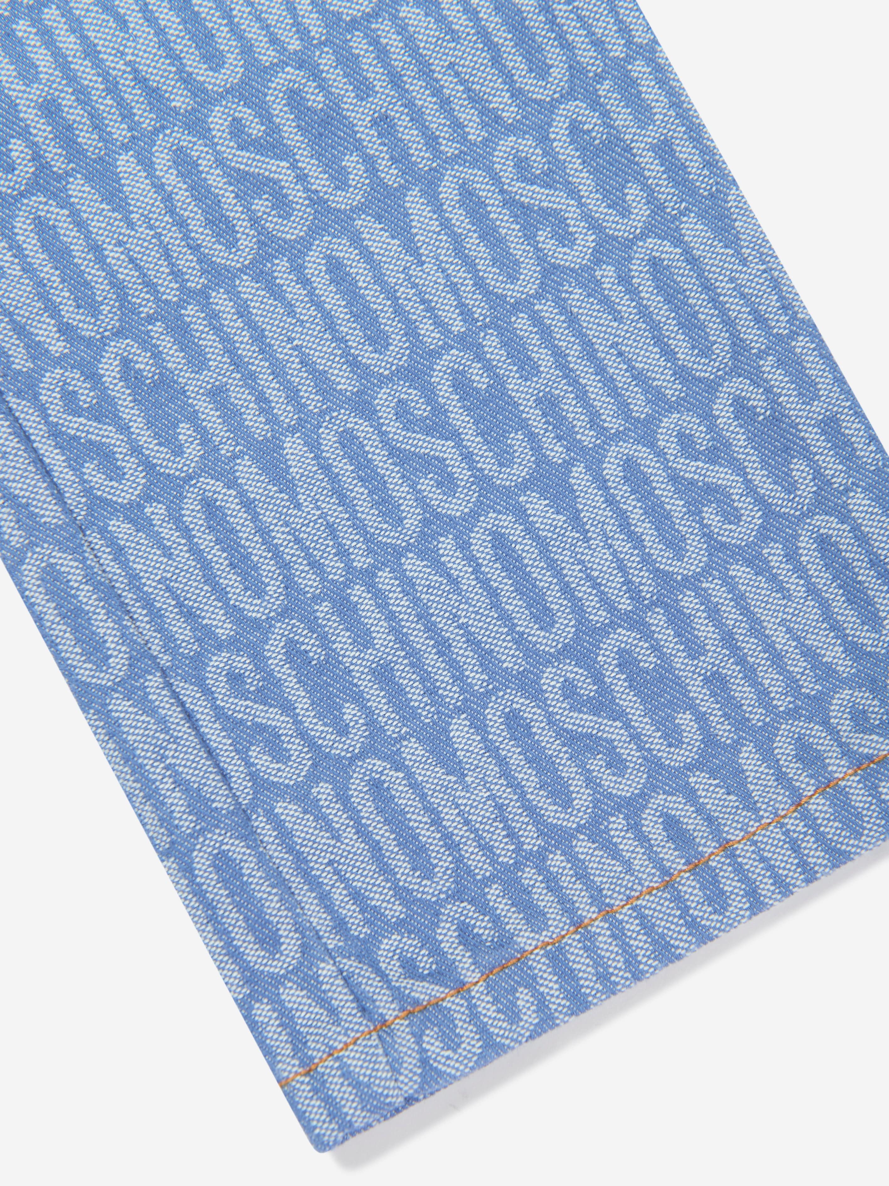 Moschino Boys All Over Logo Jeans in Blue Free Shipping With Mastercard