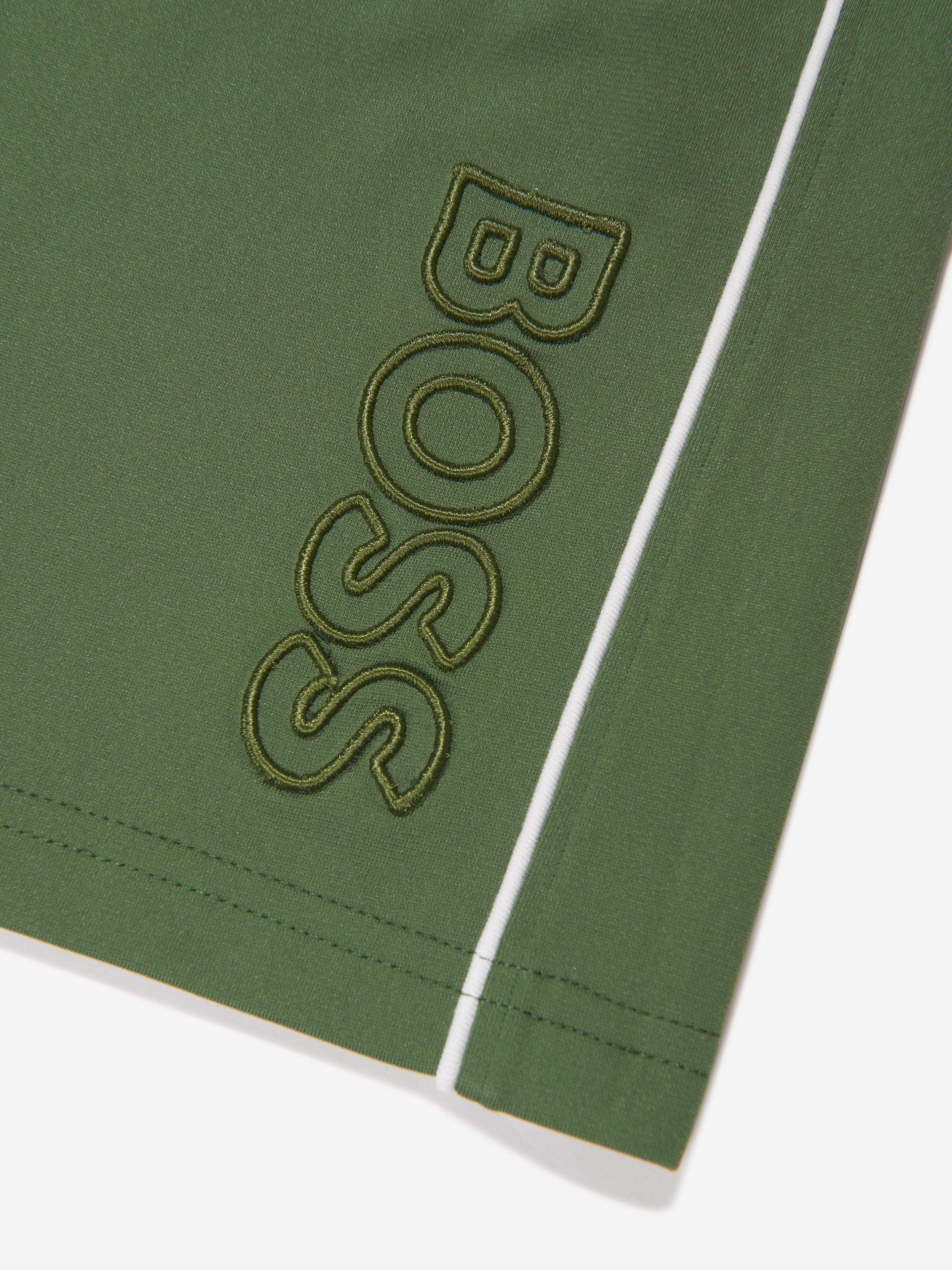 BOSS Boys Embroidered Logo Shorts in Green Buy Cheap Find Great