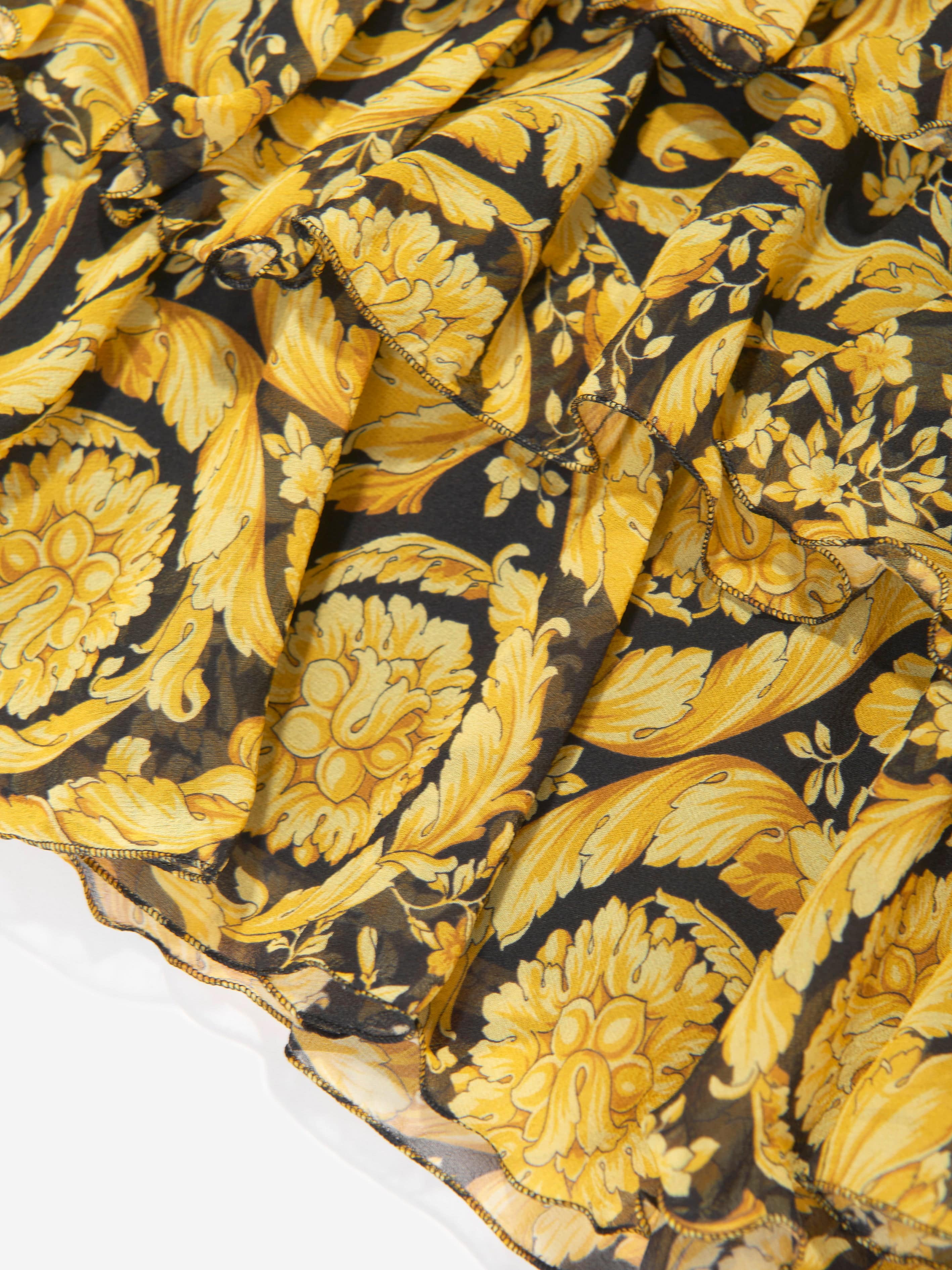Versace Girls Silk Barocco Ruffle Skirt in Gold Free Shipping Sale Online