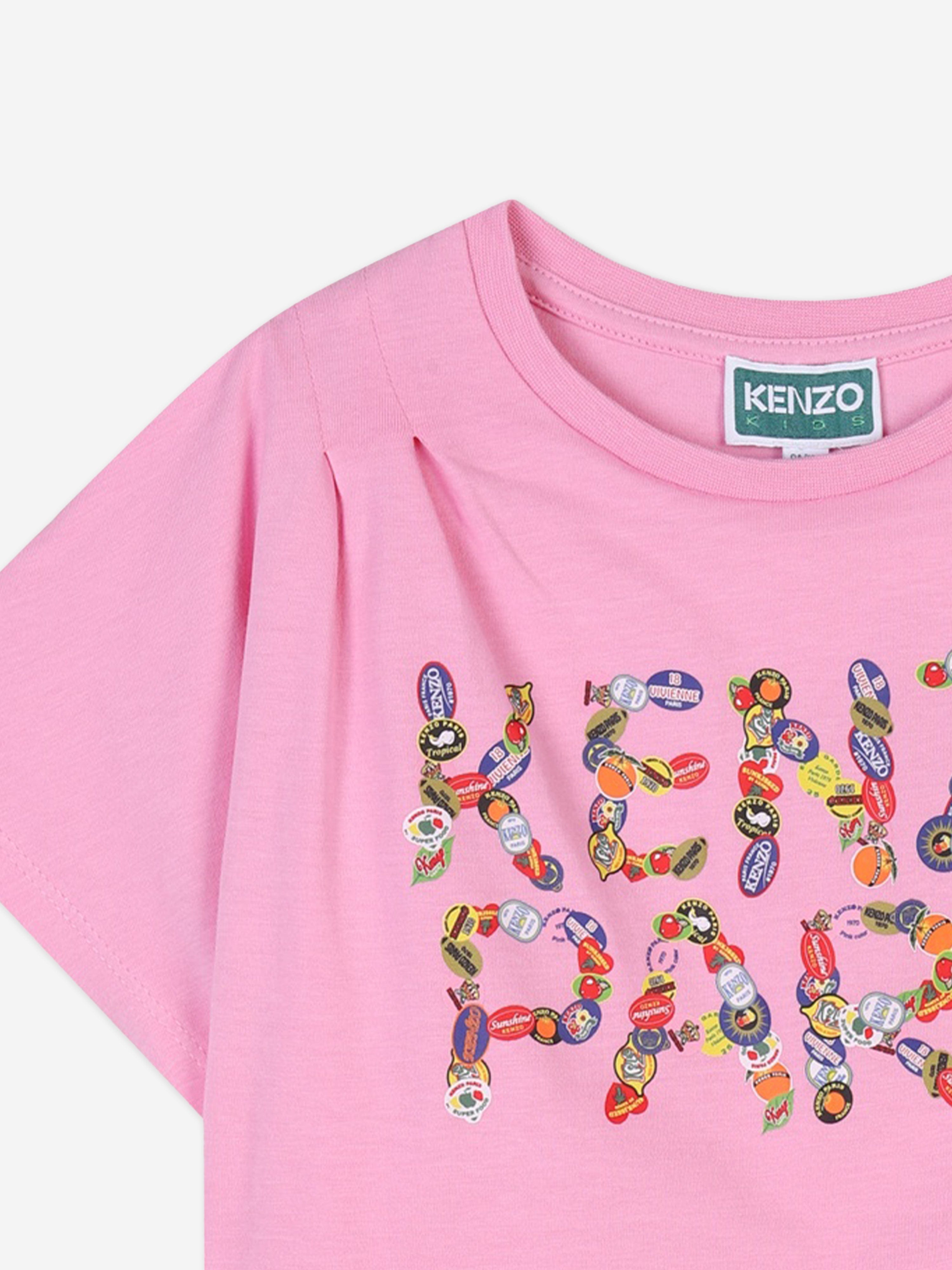 Girls Paris Logo Dress in Pink Shop Offer