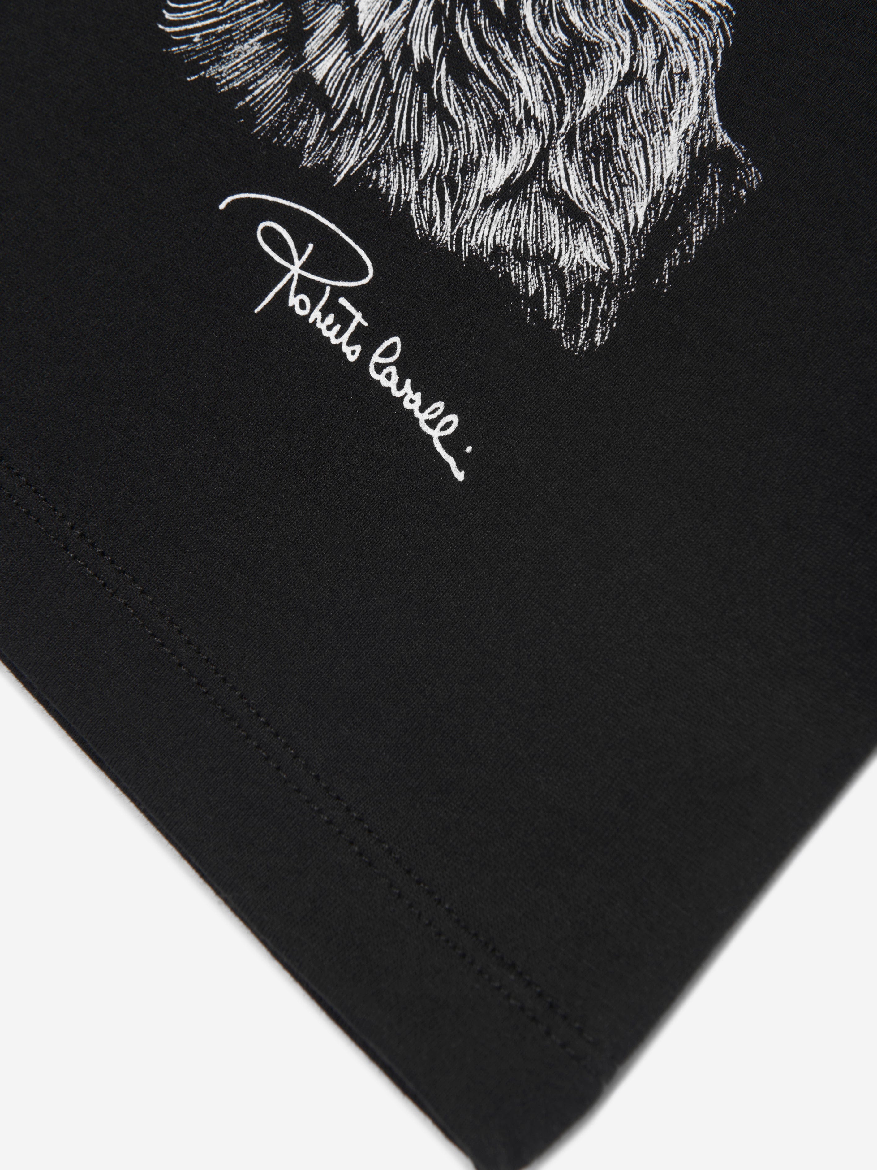 Roberto Cavalli Boys Lions T-Shirt in Black Discount Wholesale