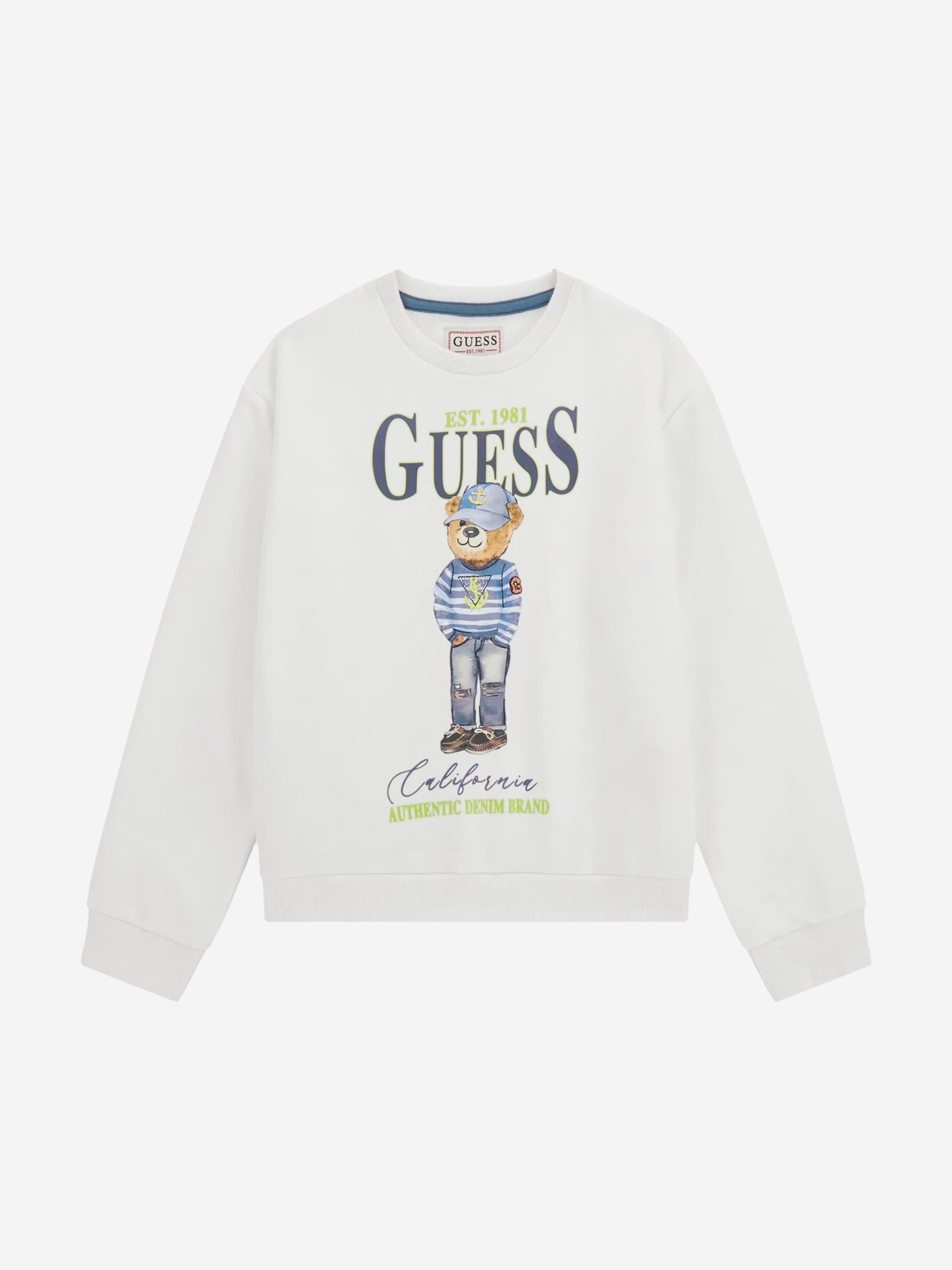 Boys Bear Sweatshirt in White Free Shipping Browse