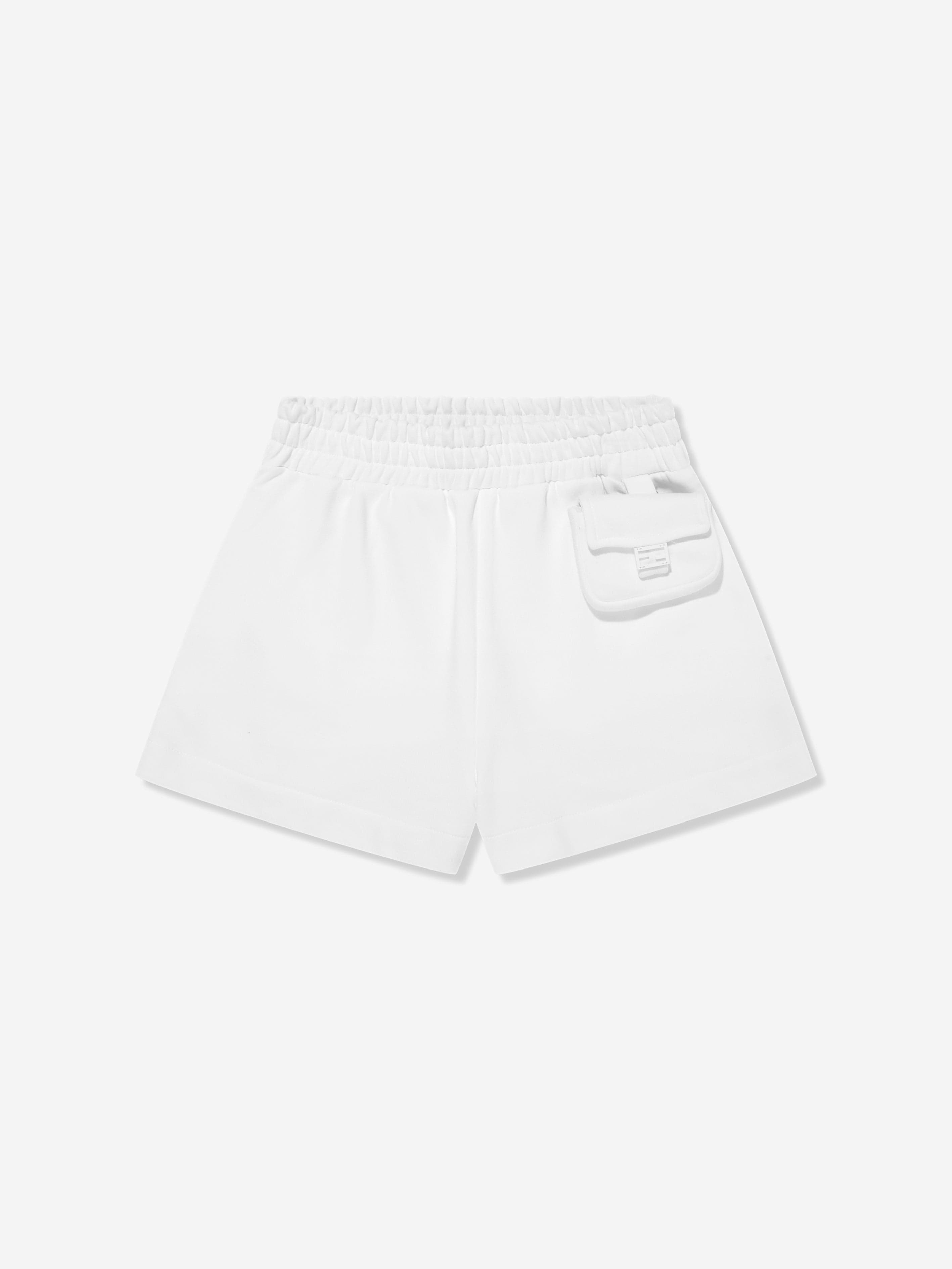 Fendi Girls Baugette Pocket Shorts in White Cheap Sale Low Pice