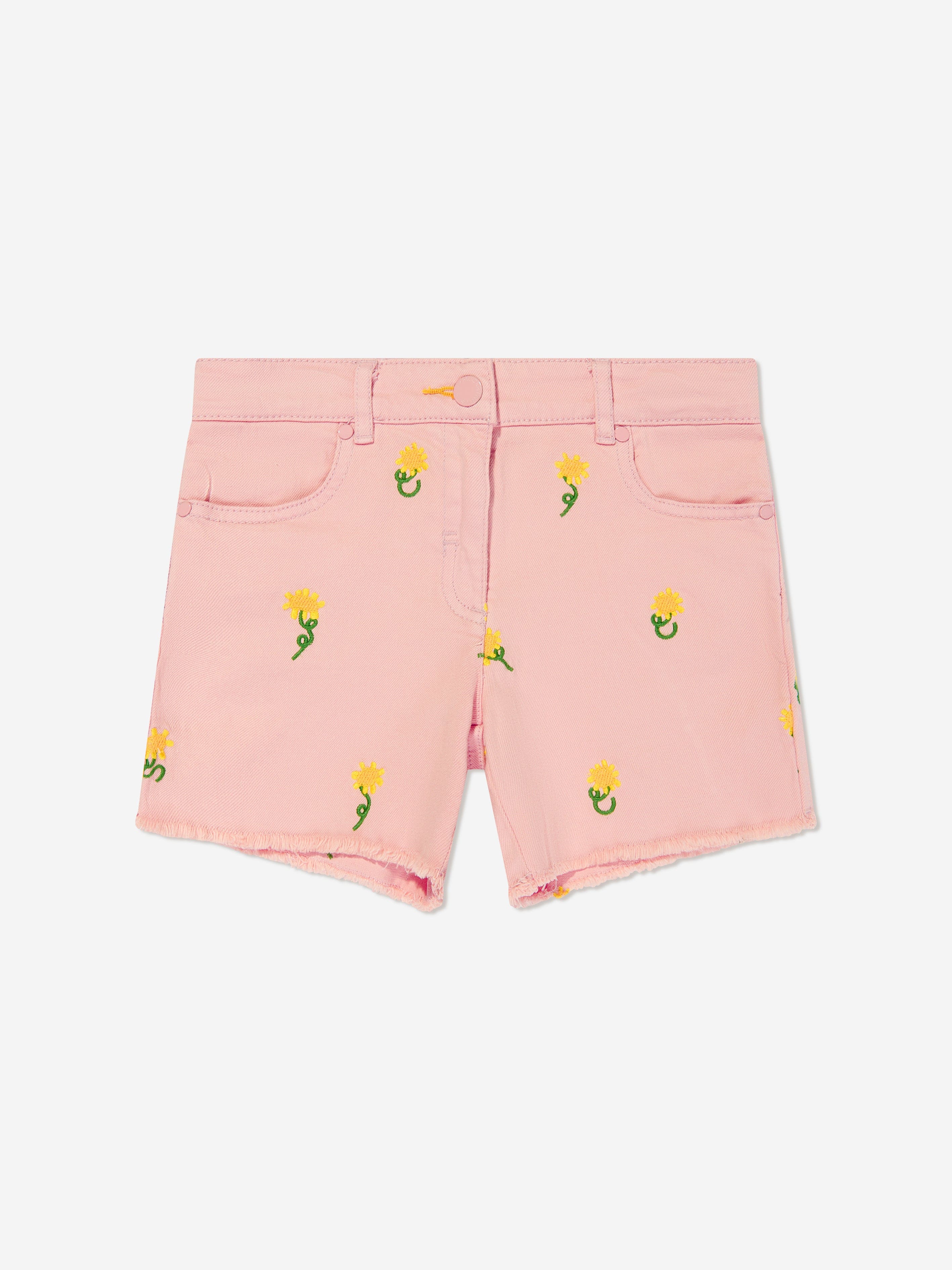 Stella McCartney Girls Embroidered Flower Shorts in Pink Sast Sale Online