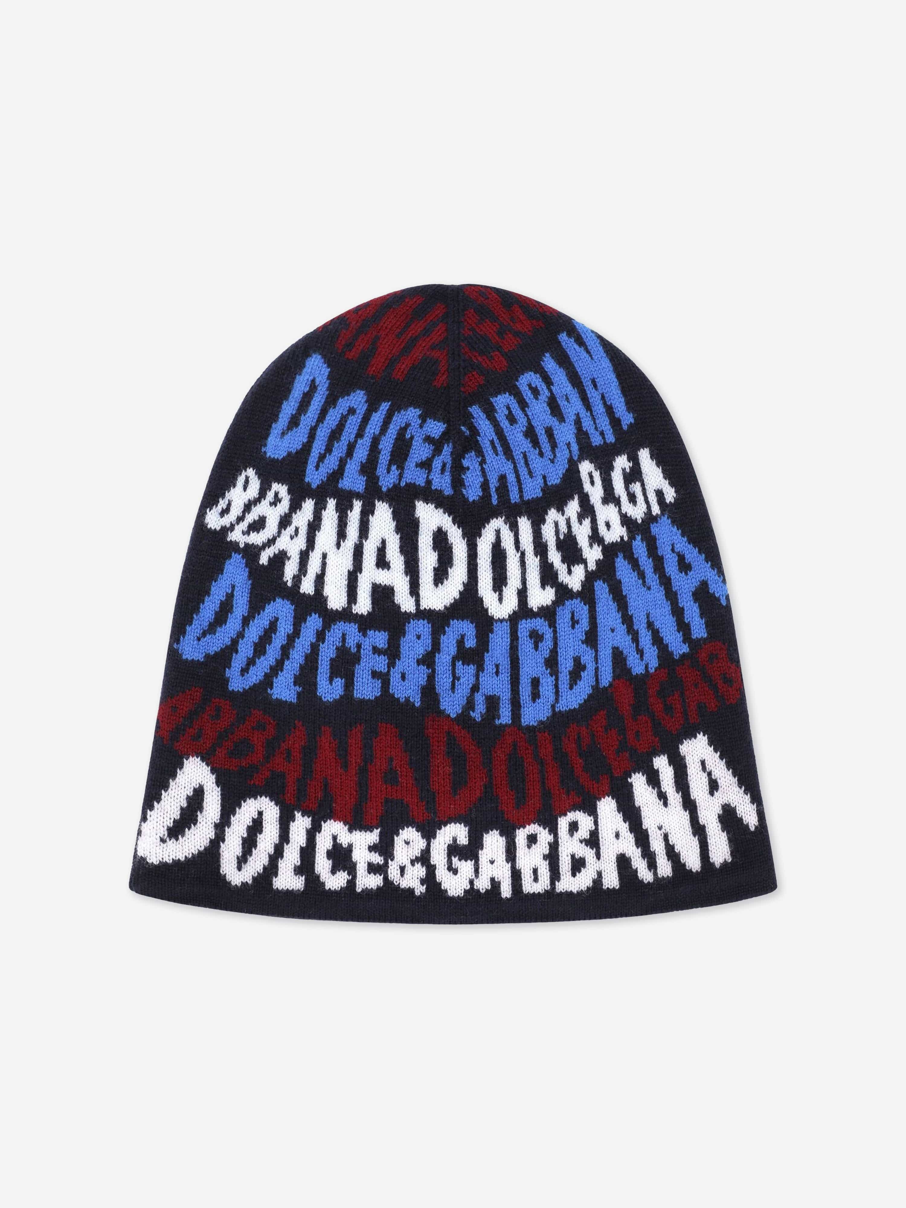 Dolce & Gabbana Boys Wool Knitted Beanie Hat in Multiclour Free Shipping 100% Guaranteed