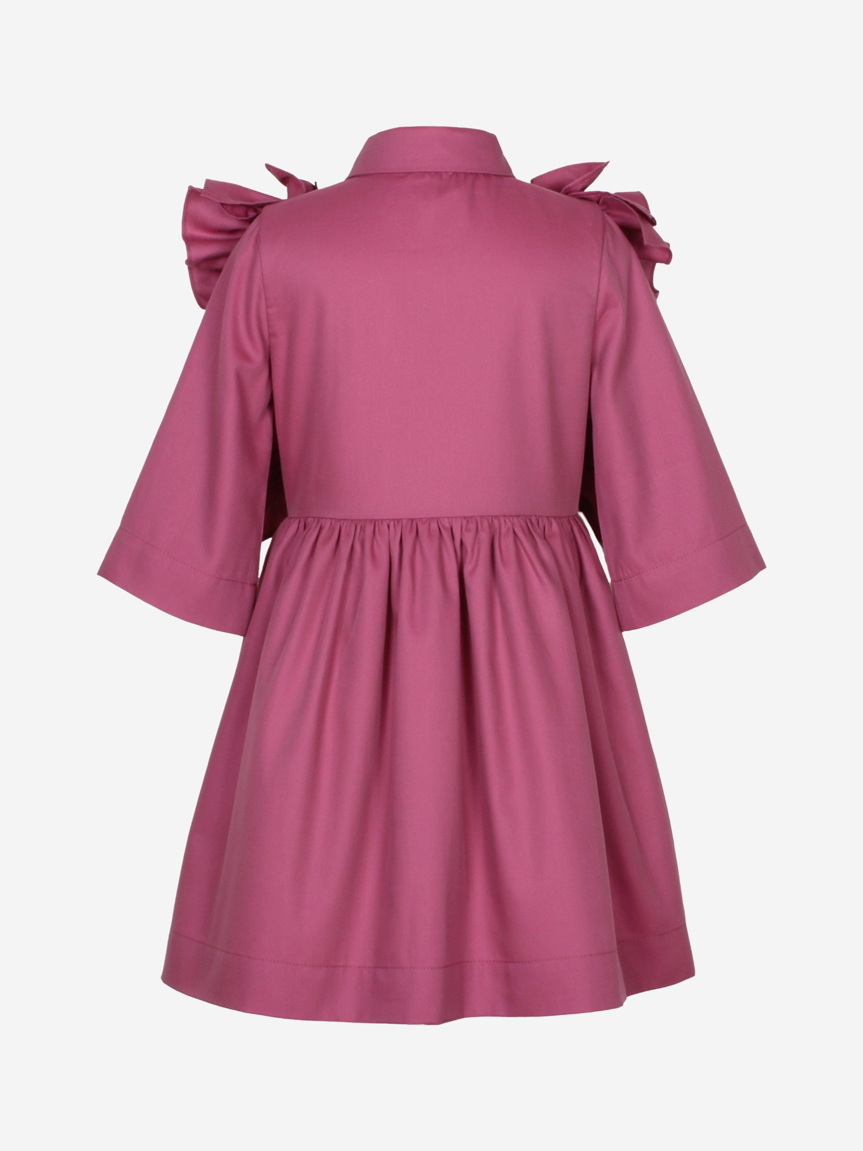 Jessie And James Girls Ripple Dress With Sleeves in Purple Outlet The Cheapest