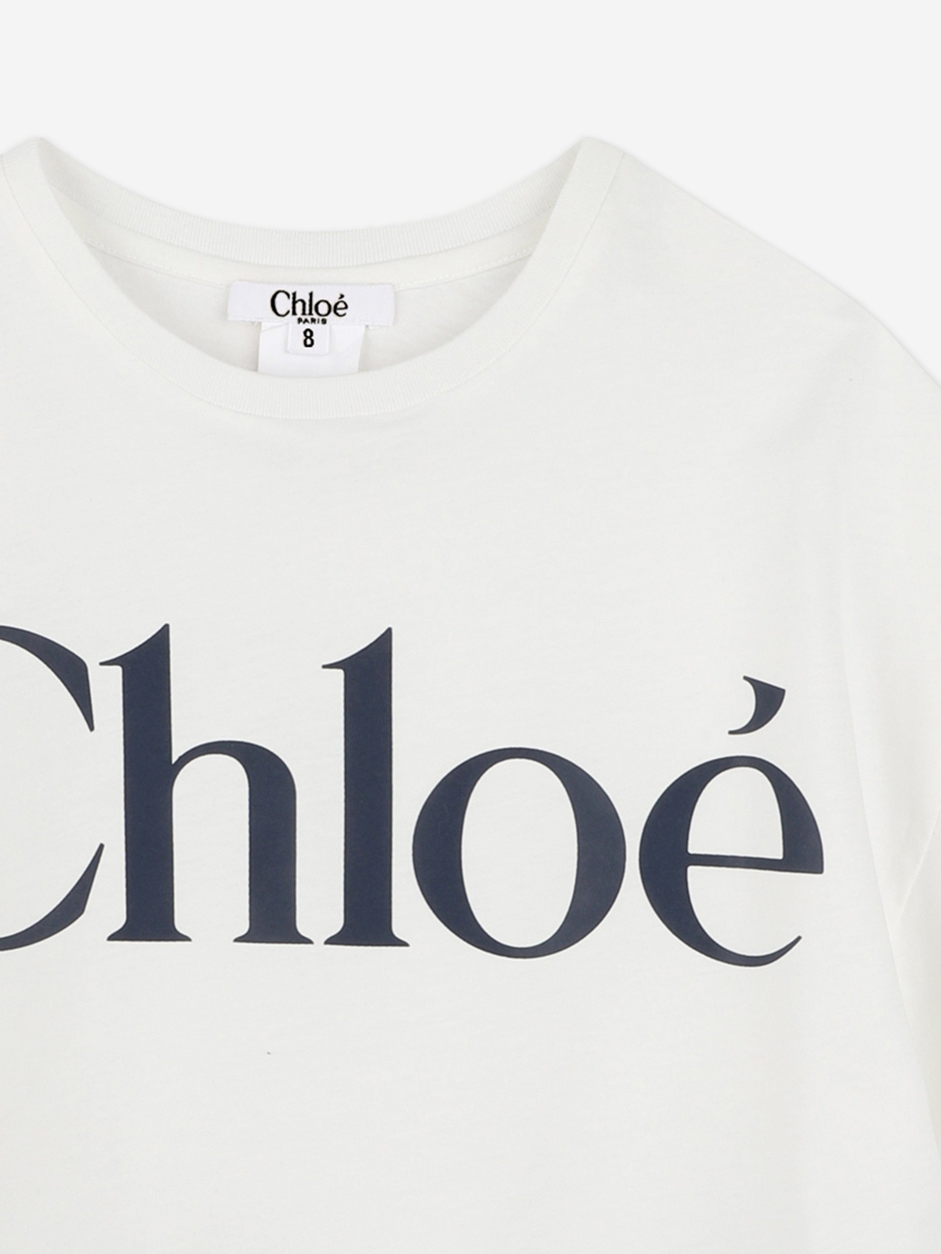 Chlo¨¦ Girls Logo Print T-Shirt in Ivory Buy Cheap 2025 Newest