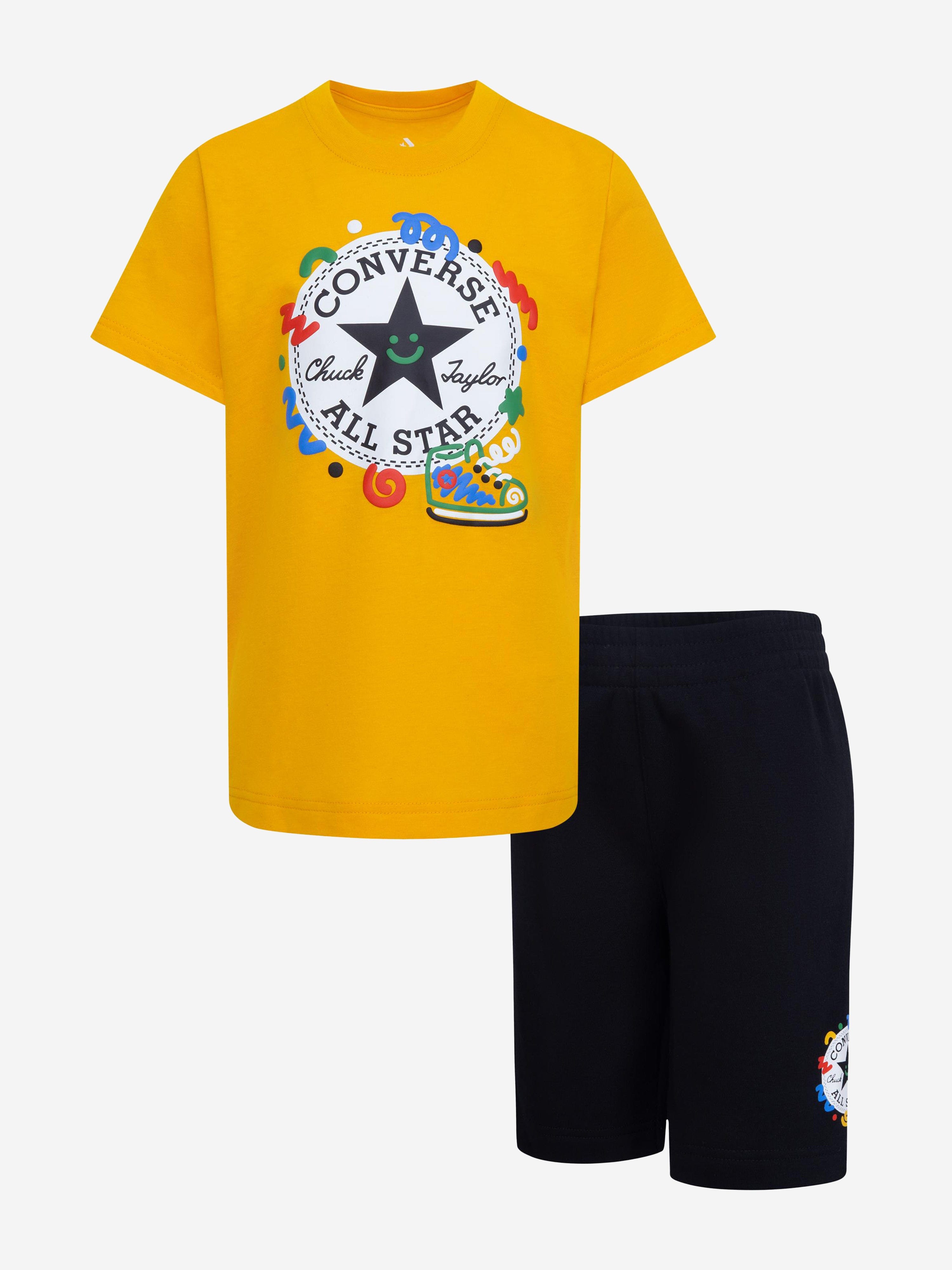 Converse Boys Squiggle T-Shirt And Shorts Set in Black Clearance Footaction