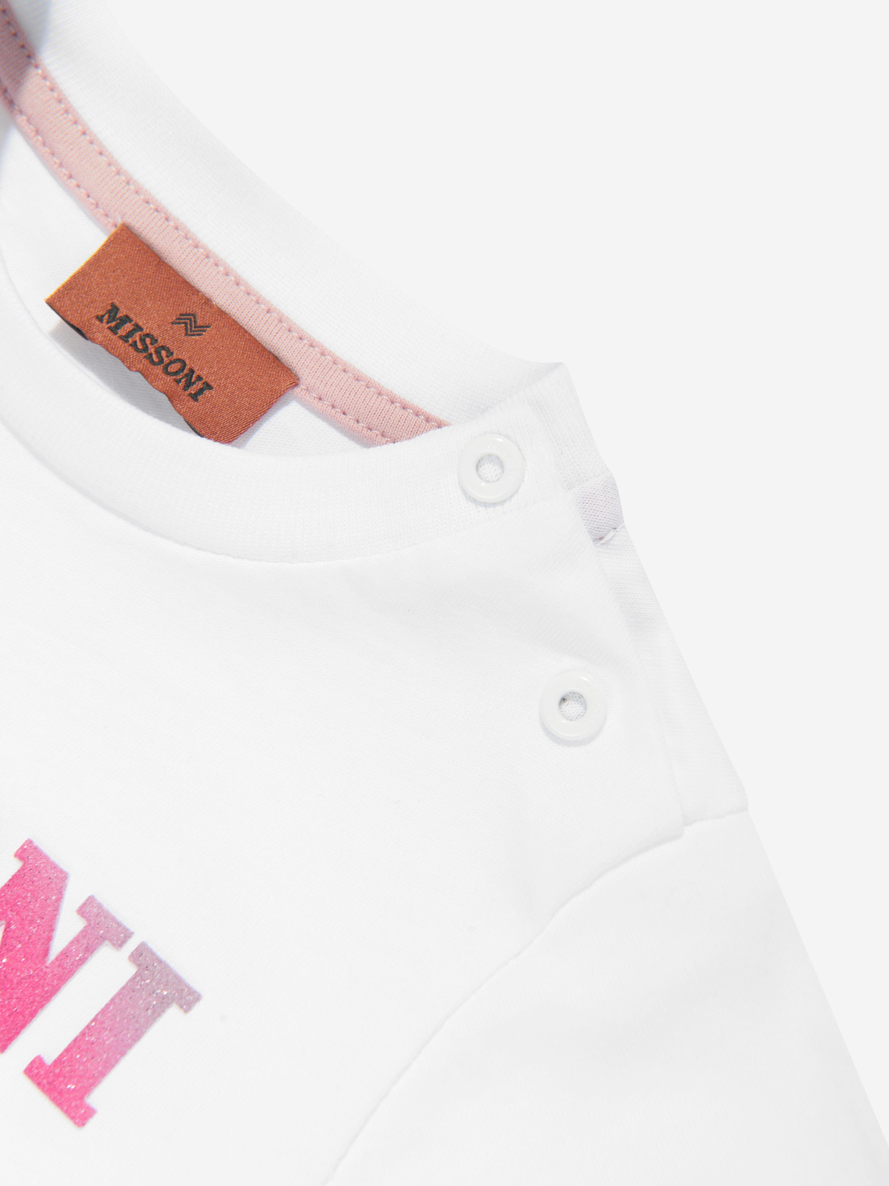 Missoni Baby Girls Long Sleeve Logo T-Shirt in White Extremely Cheap Pice