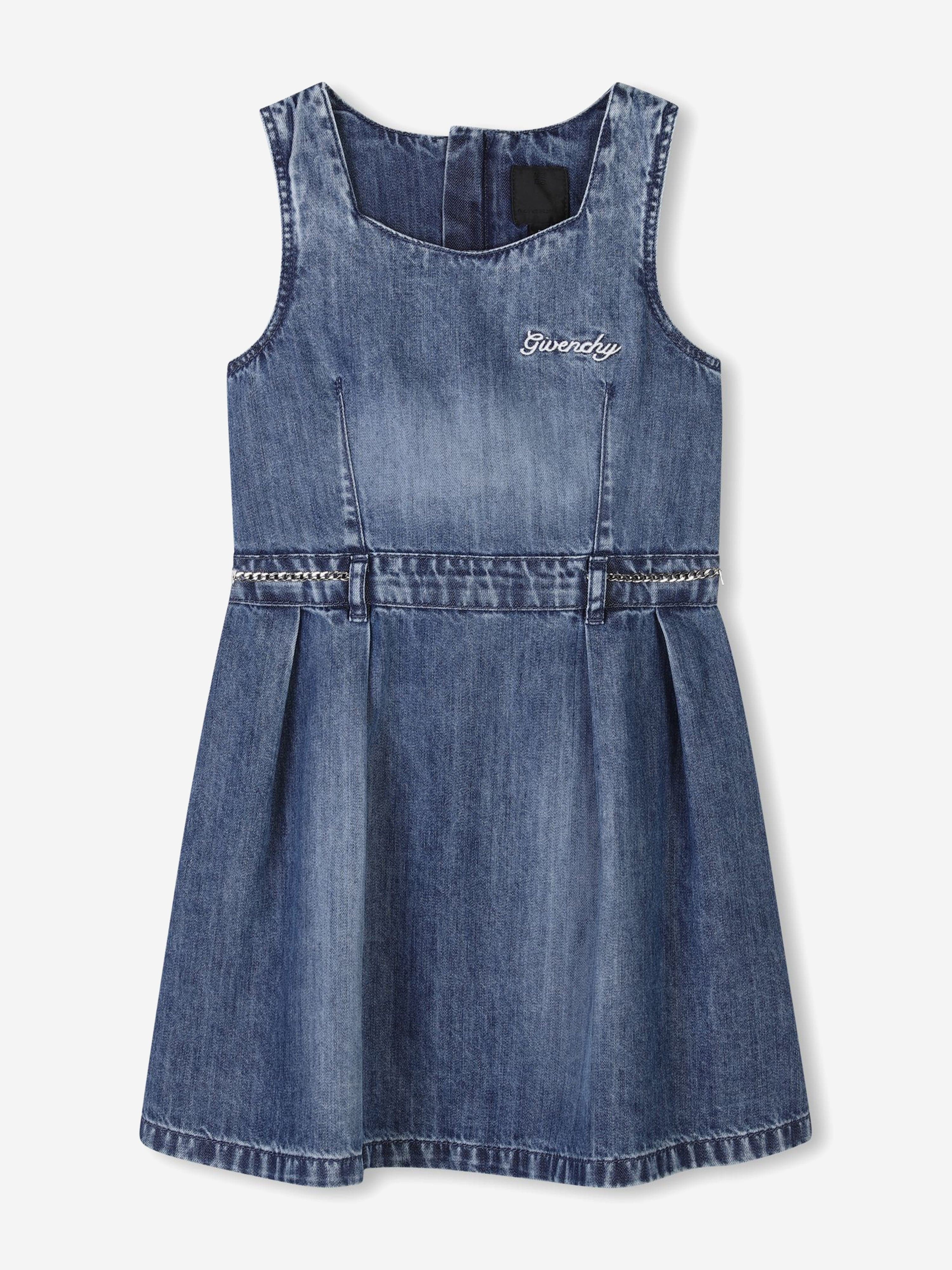 Girls Sleeveless Denim Dress in Blue Sale Cheap Pices