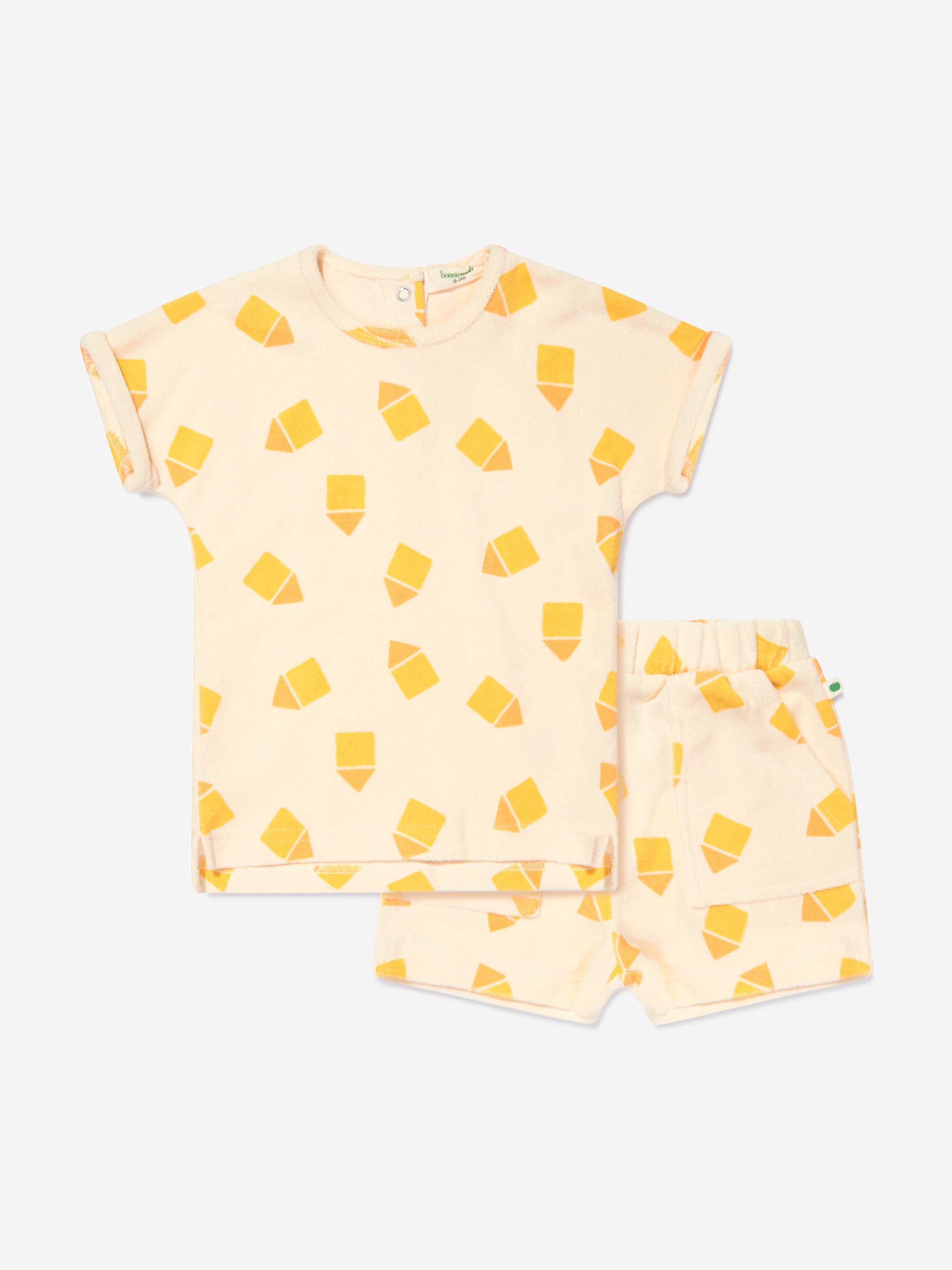 The Bonnie Mob Baby Shell And Shoreline Beach Hut Short Set in Yellow Sale Online Cheap