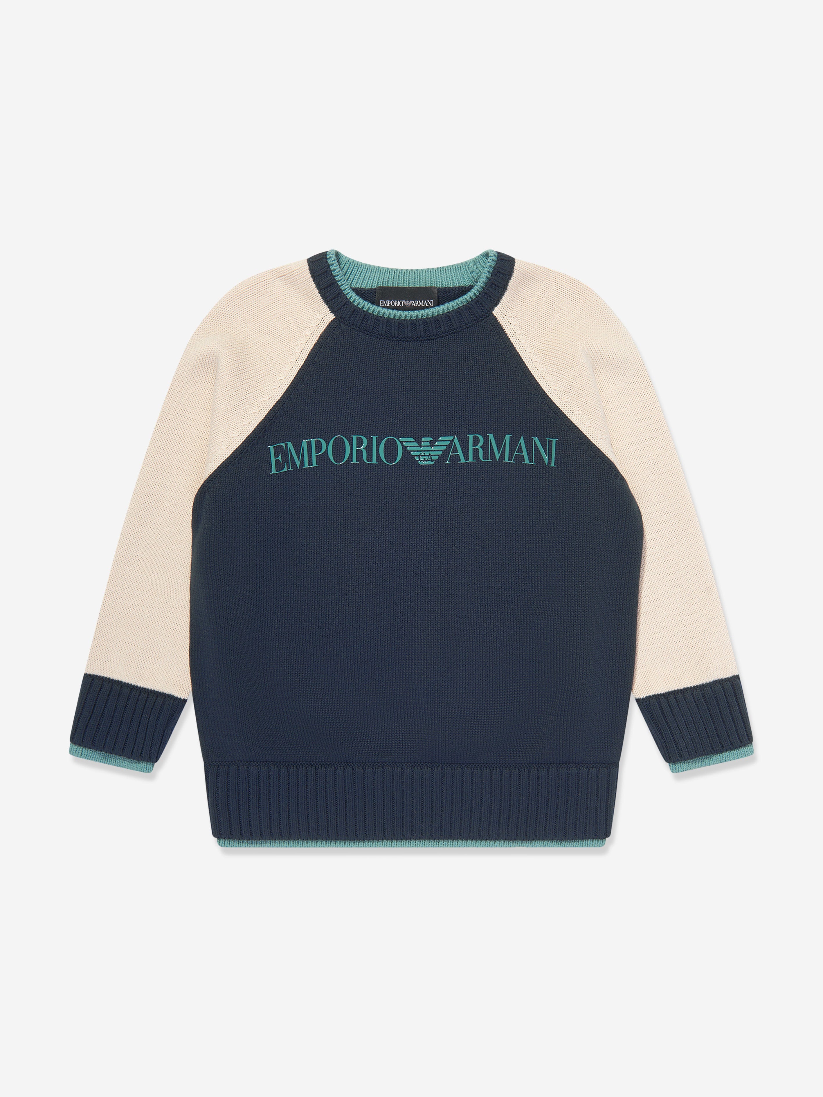 Emporio Armani Boys Logo Jumper in Navy Cheap Sale Tumblr
