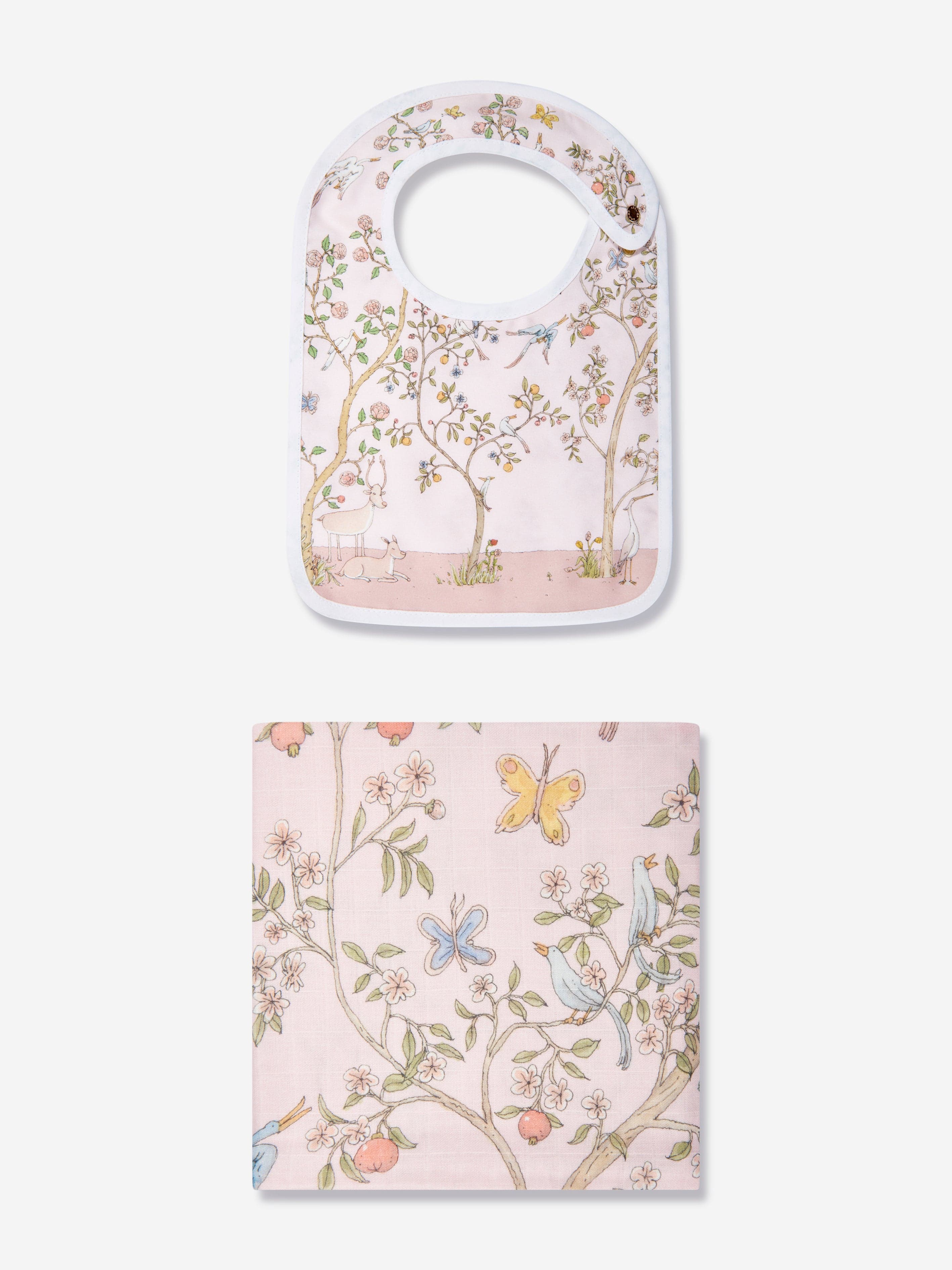 Atelier Choux Baby Girls In Bloom Swaddle And Satin Bib Gift Set in Pink Discount Reliable