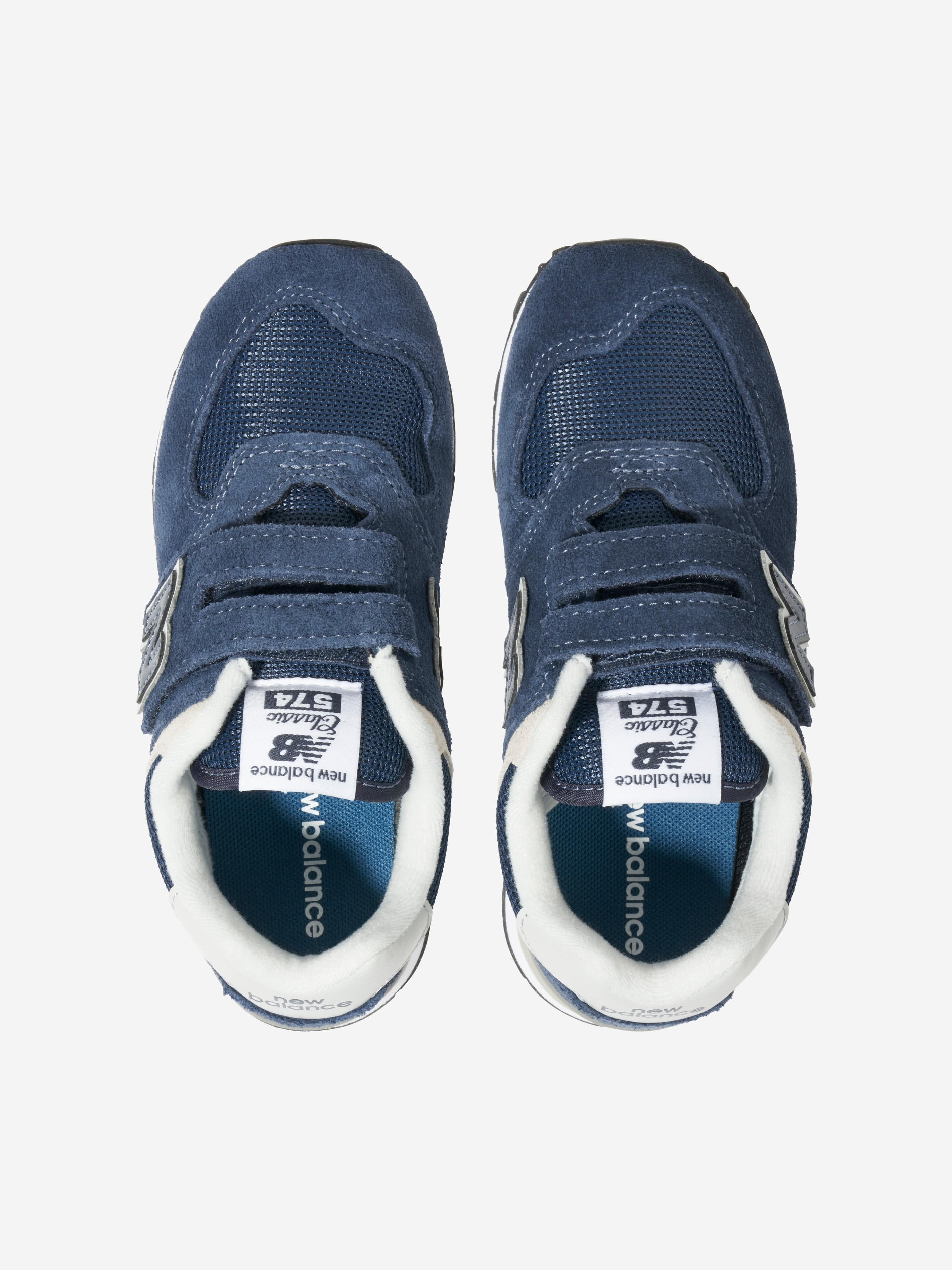 New Balance Kids 574 Lace Up Logo Trainers in Navy Clearance High Quality
