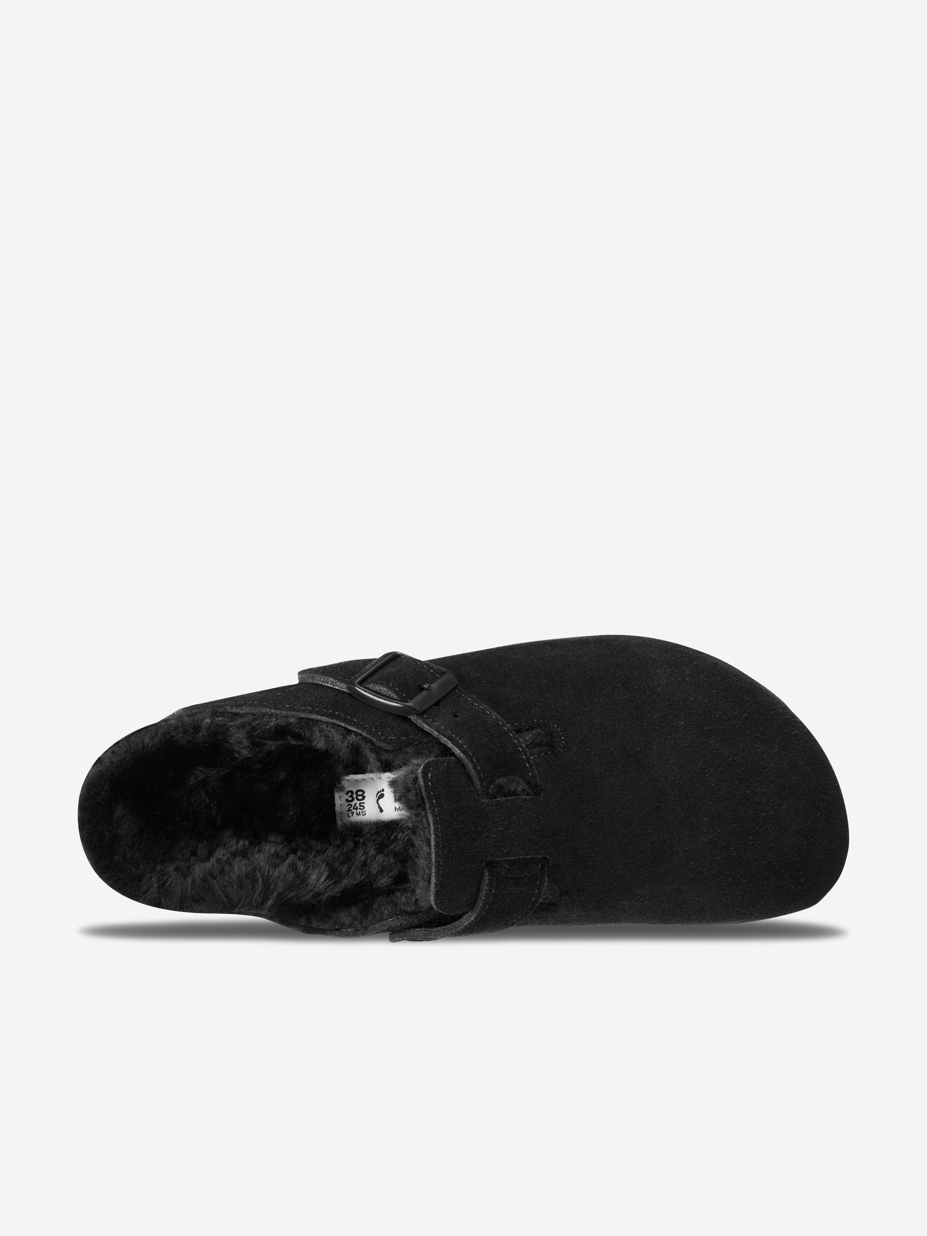 BIRKENSTOCK Boys Boston Shearling Suede Clogs in Black Cheap Sale Professional