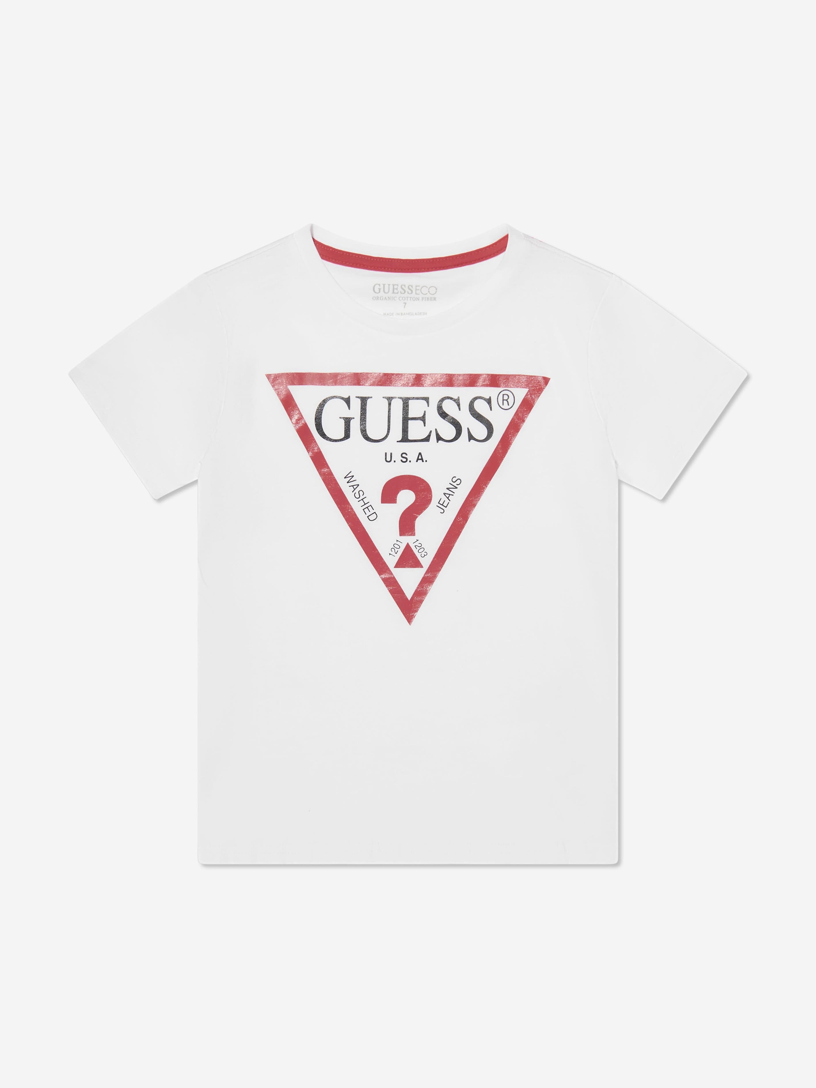 Guess Boys Logo Print T-Shirt in White Cheap Online Store Manchester