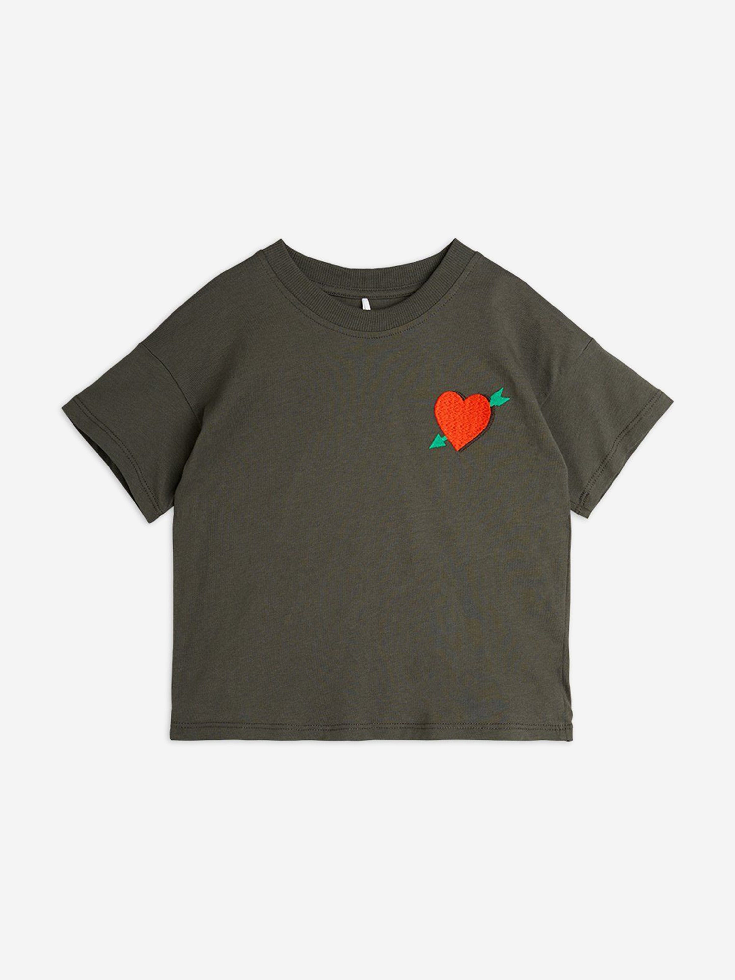 Girls Arrowed Heart Embroidered T-Shirt in Black Clearance 2025