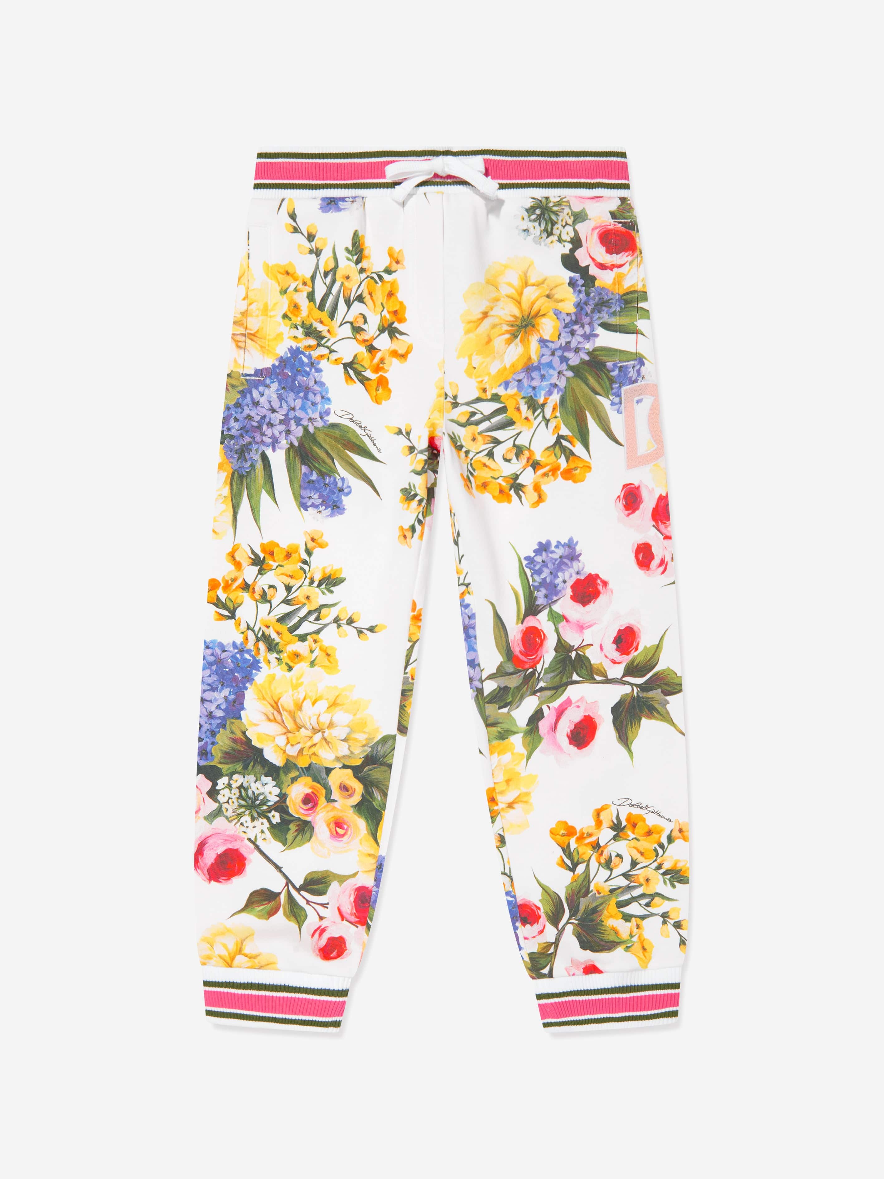 Dolce & Gabbana Girls Flower Print Joggers in Multicolour Clearance Online Online