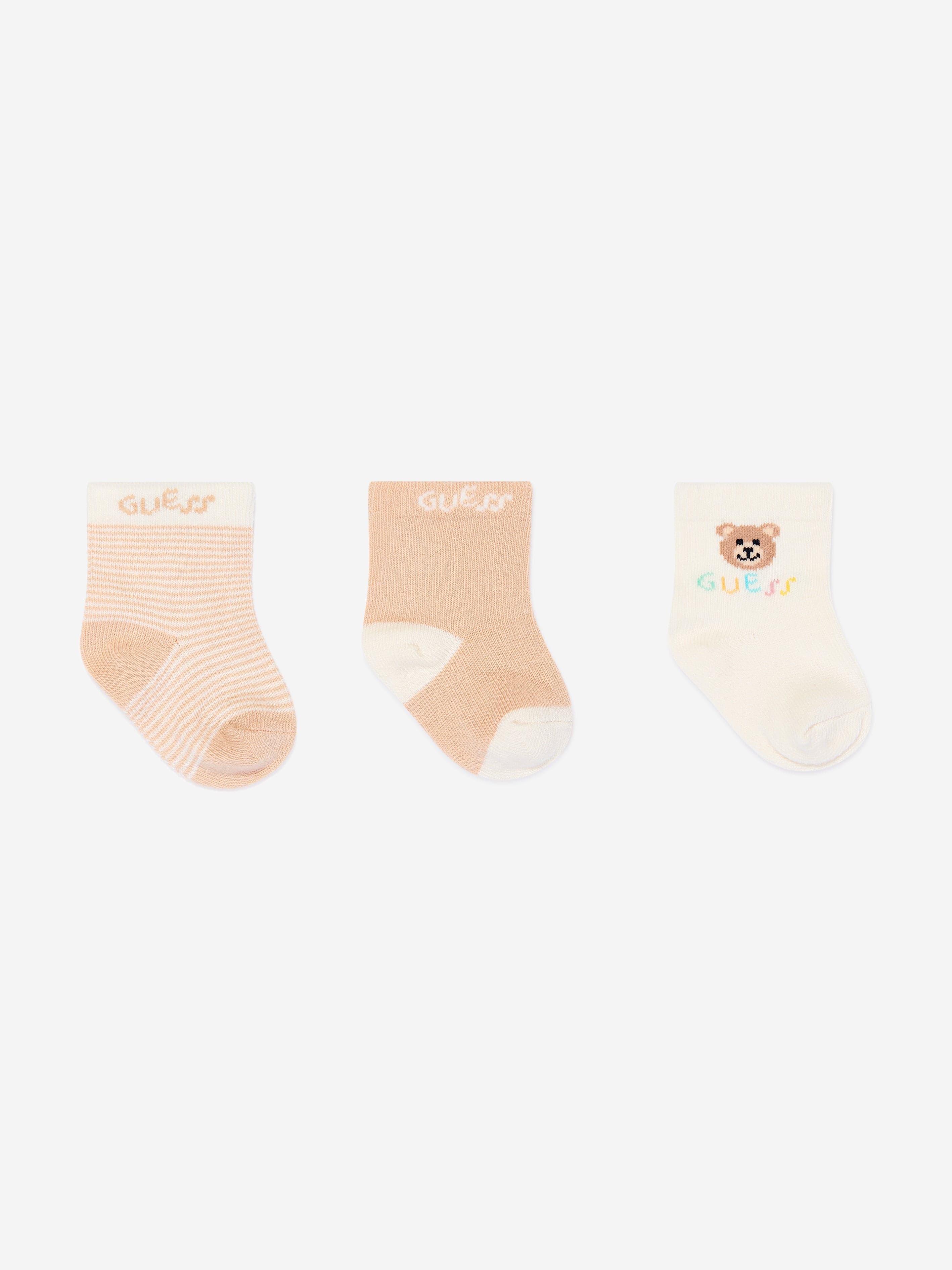 Guess Baby 3 Pairs Of Socks Set in Beige Cheap Sale Now