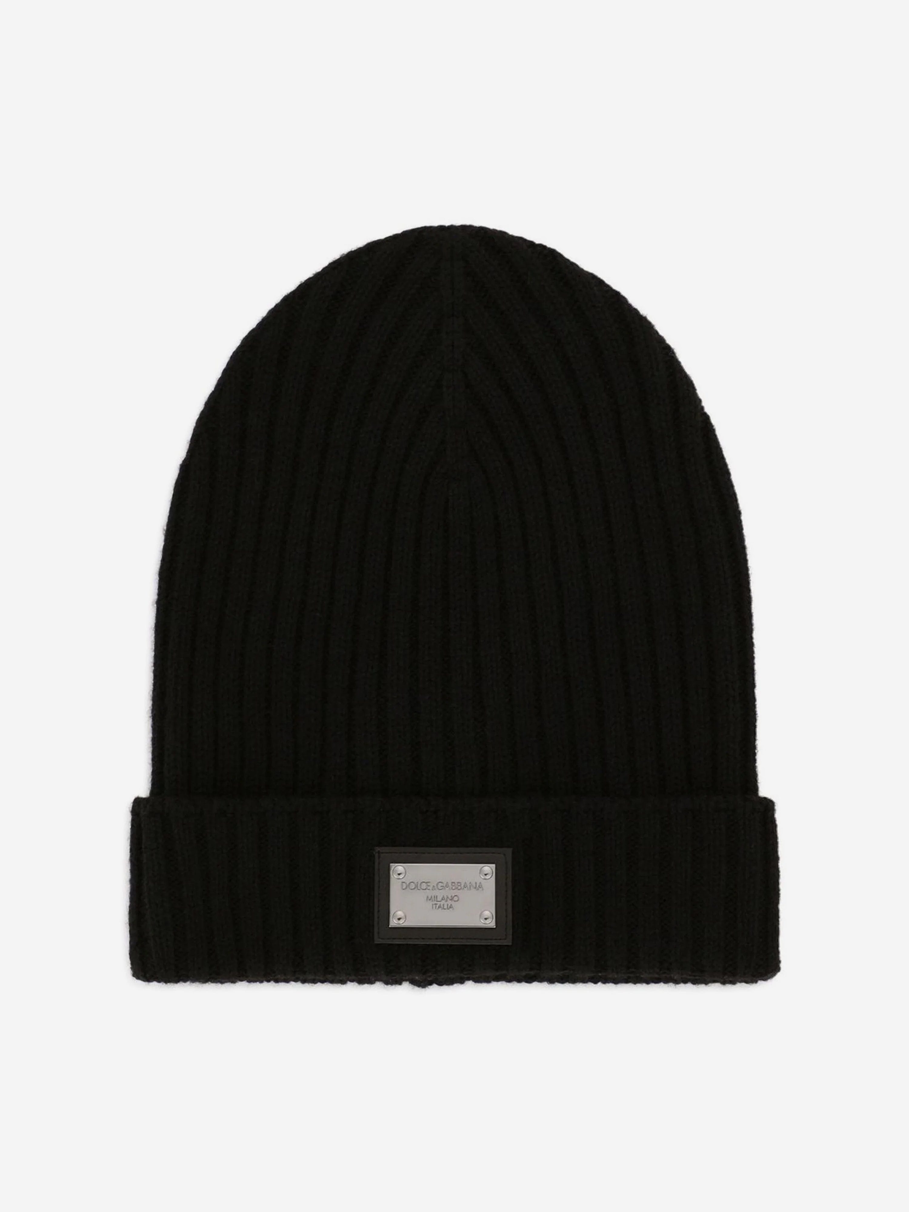 Dolce & Gabbana Boys Logo Plate Beanie Hat in Black Buy Cheap For Cheap