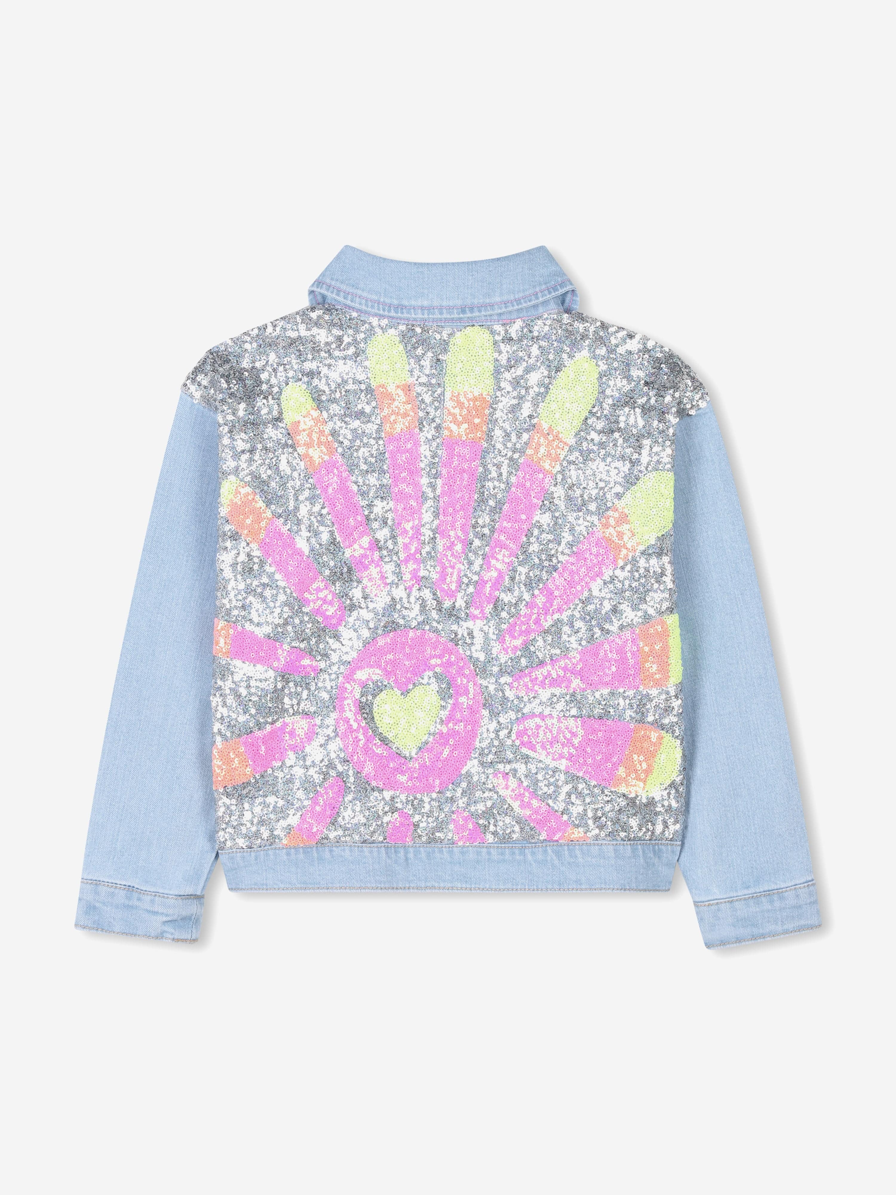 Girls Sequin Denim Jacket in Blue Shop For Cheap Pice