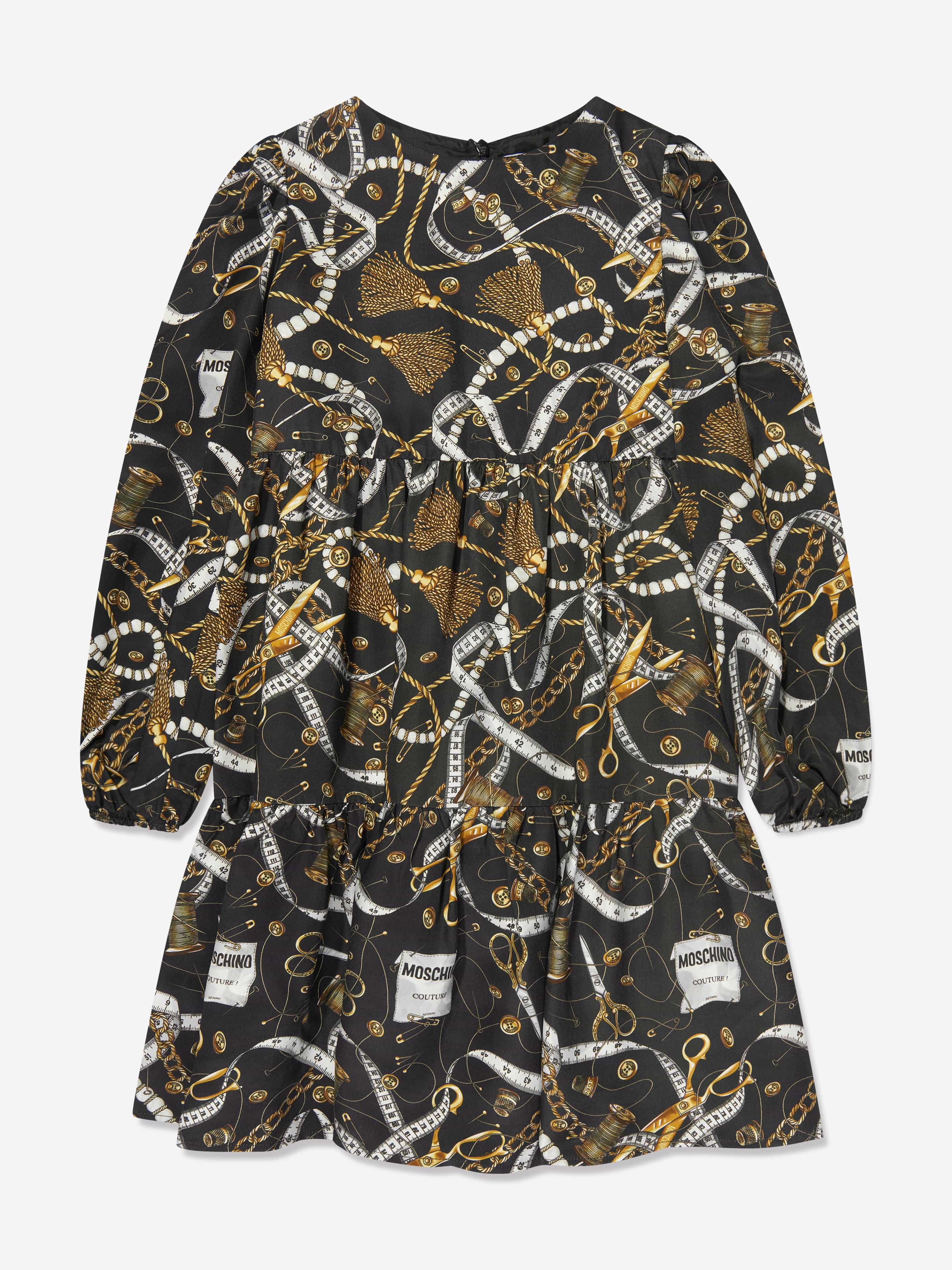 Moschino Girls Chain Print Dress in Black Cheap Affordable