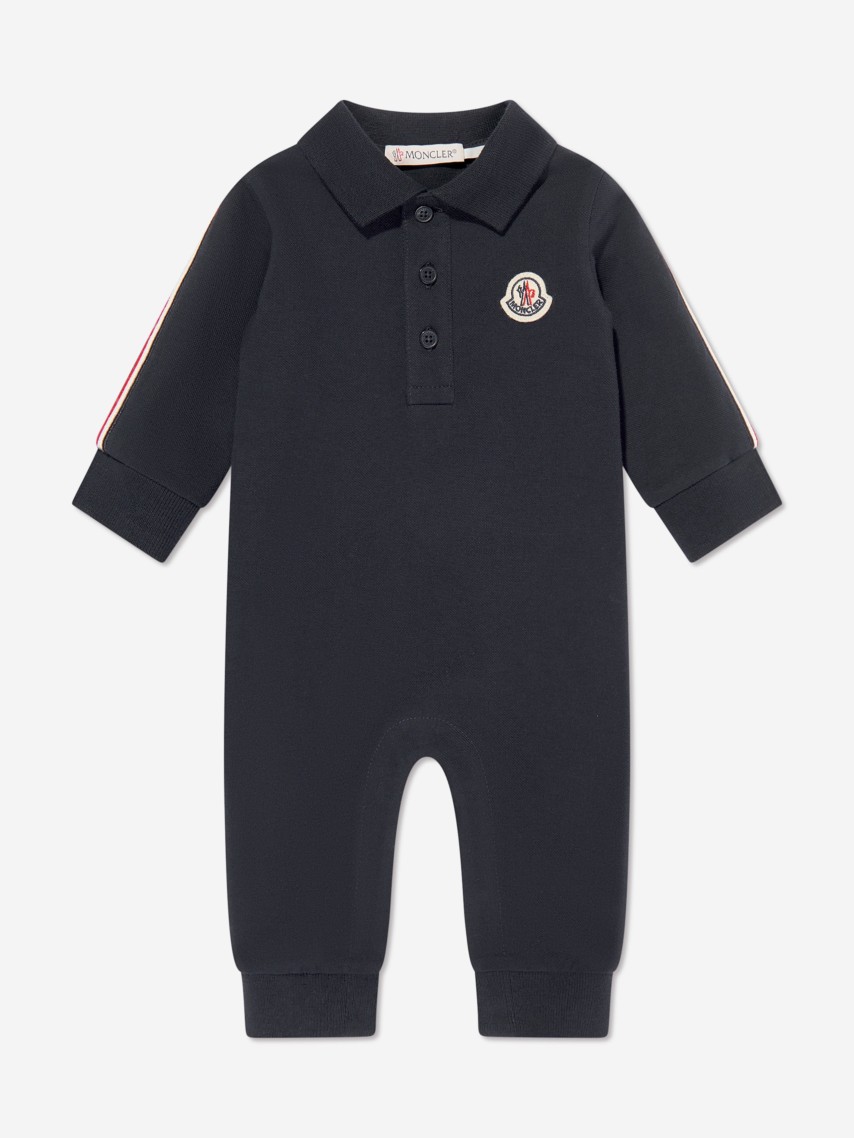 Moncler Enfant Baby Boys Logo Romper in Navy With Credit Card Cheap Online