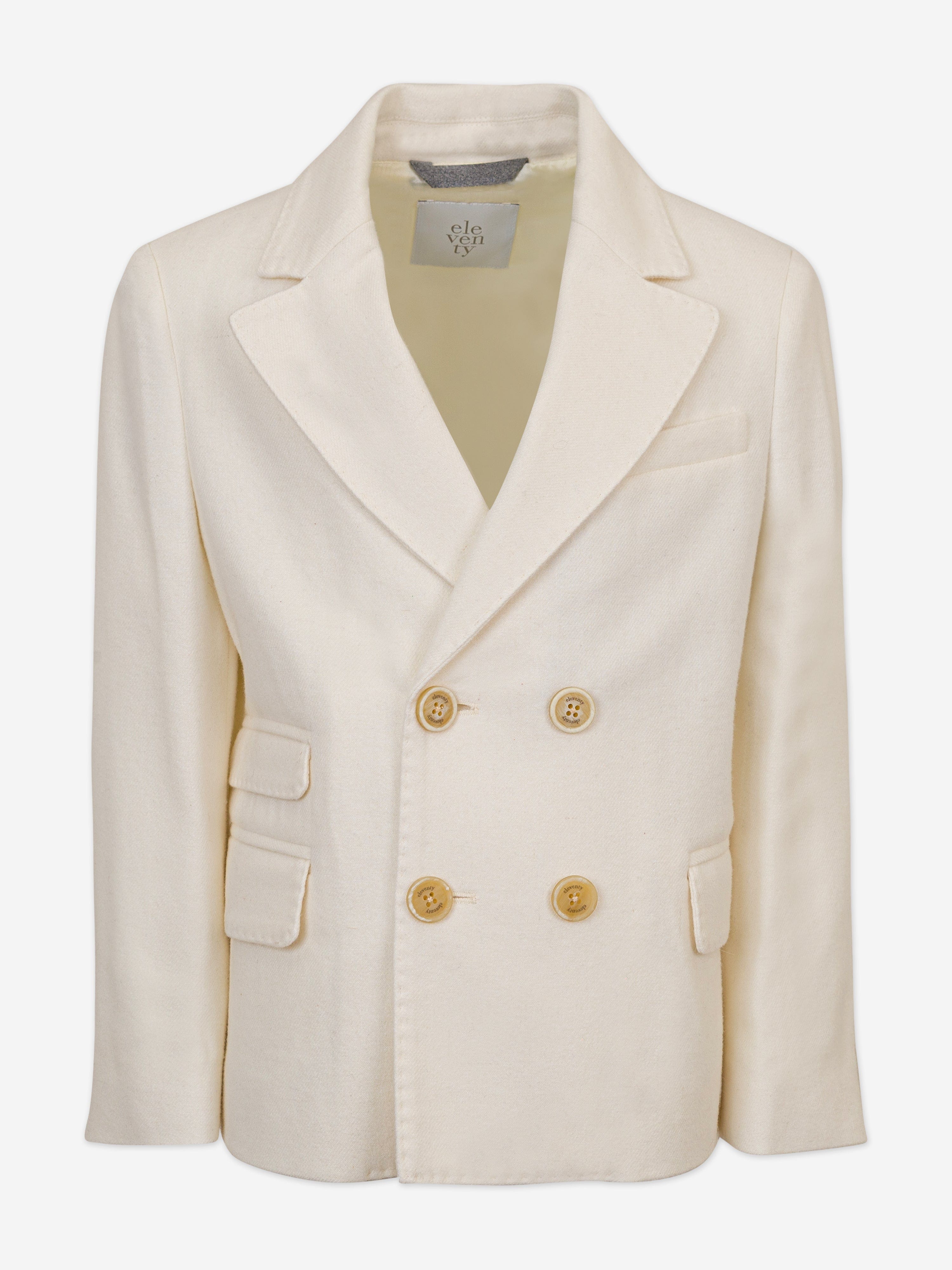 Eleventy Boys Wool Blazer in Ivory For Cheap Pice