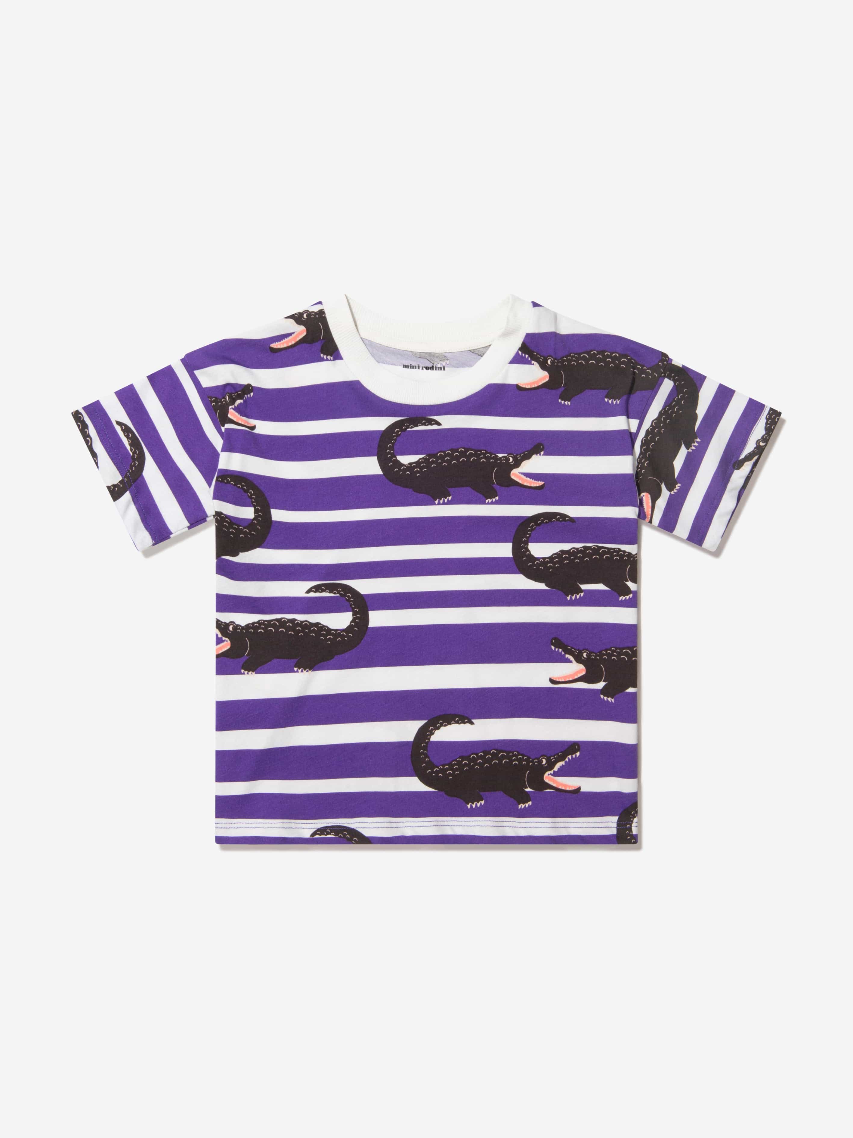 Mini Rodini Girls Organic Cotton Striped Crocodile T-Shirt Clearance Cheap Real