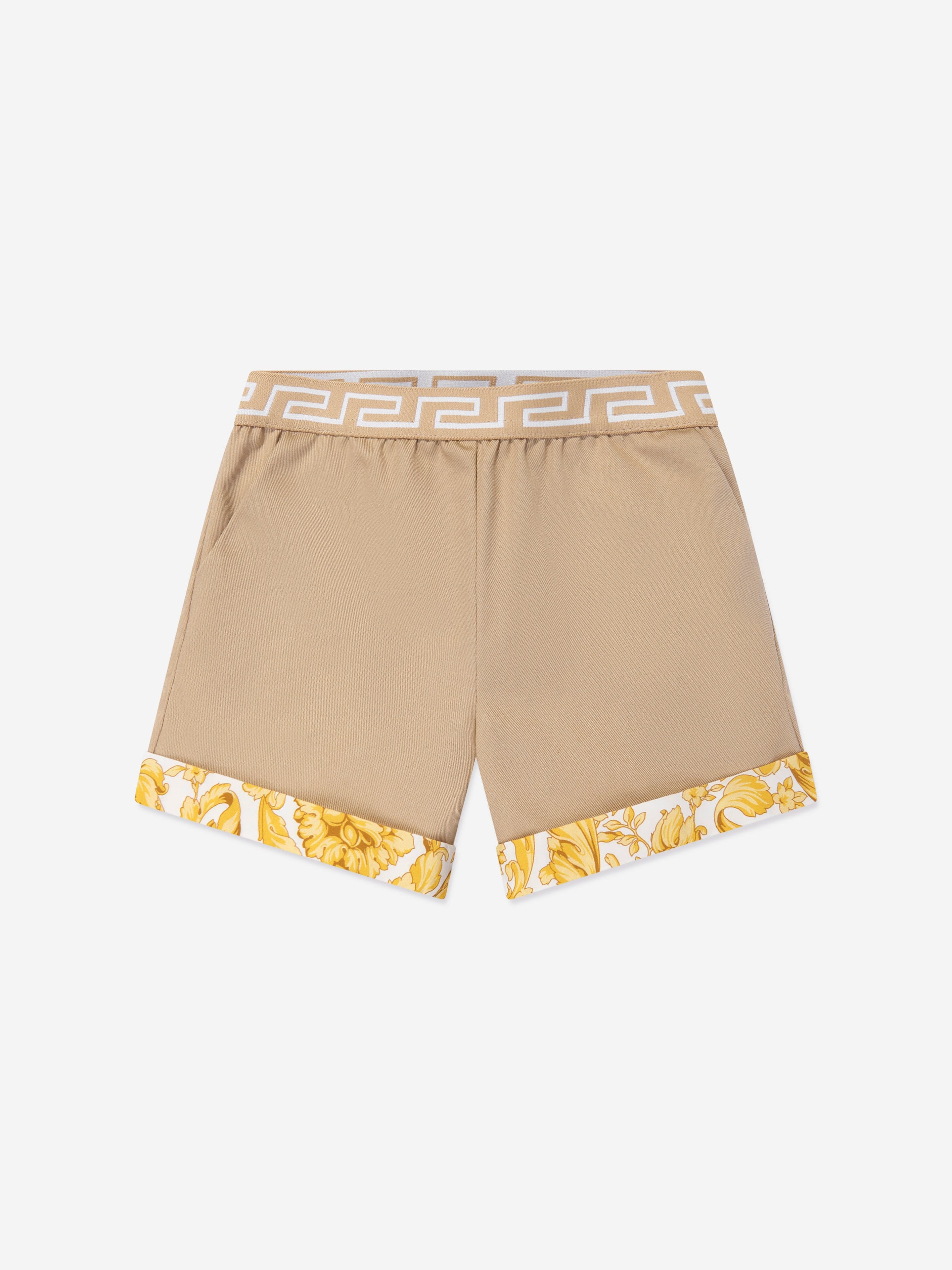 Versace Baby Gabardine Barocco Shorts in Beige Limited Edition Online