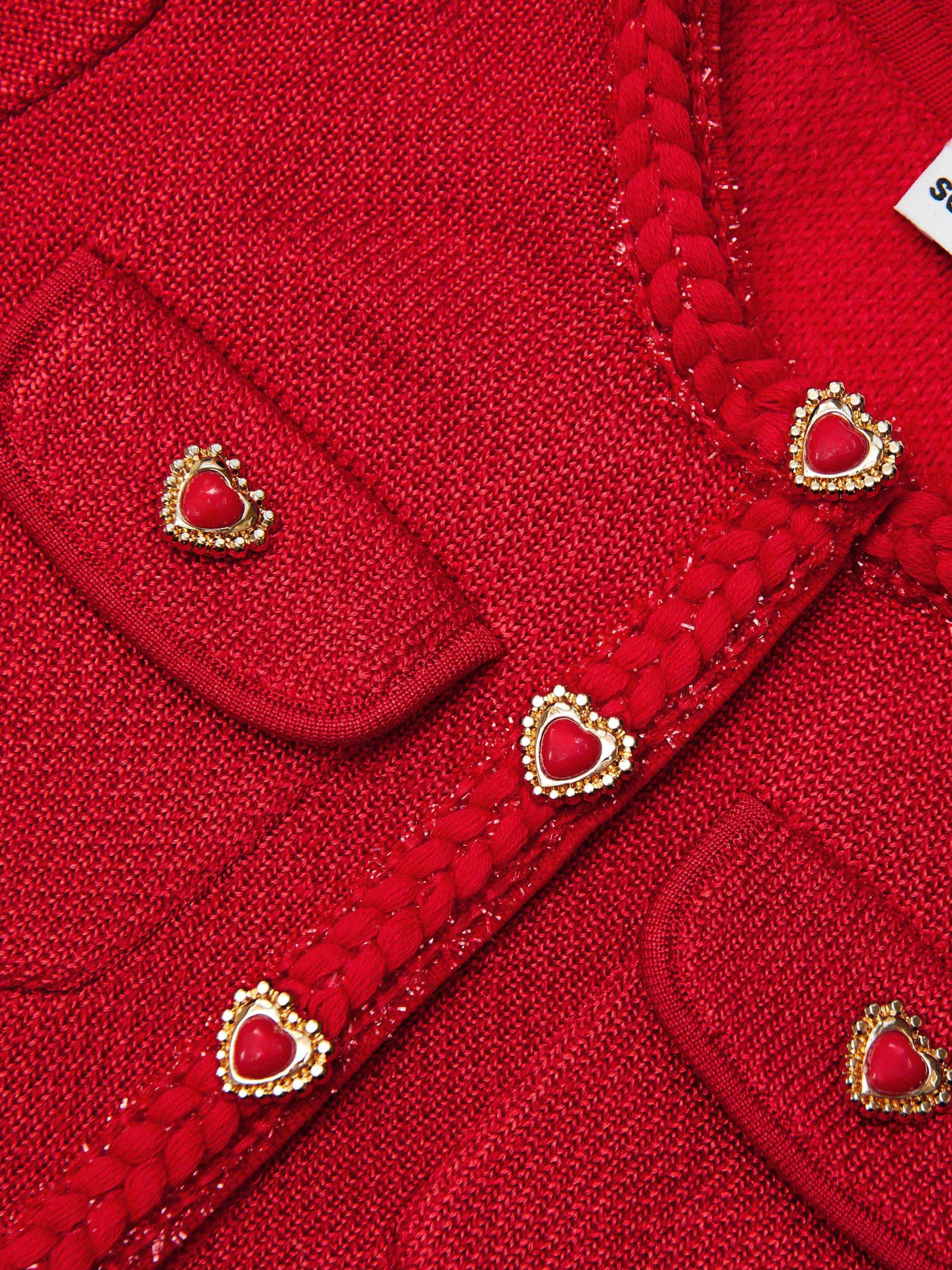 Girls Knitted Pleat Dress in Red Outlet Visit
