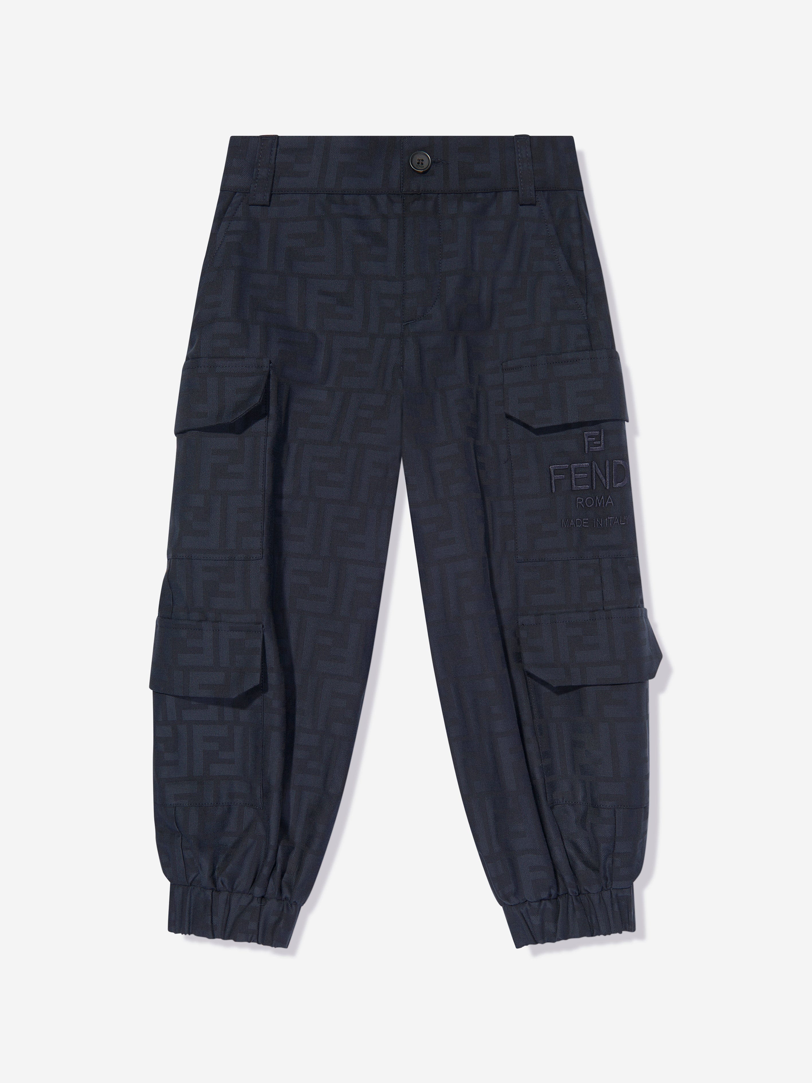 Fendi Kids FF Jacquard Cargo Trousers in Navy Extremely Cheap Pice
