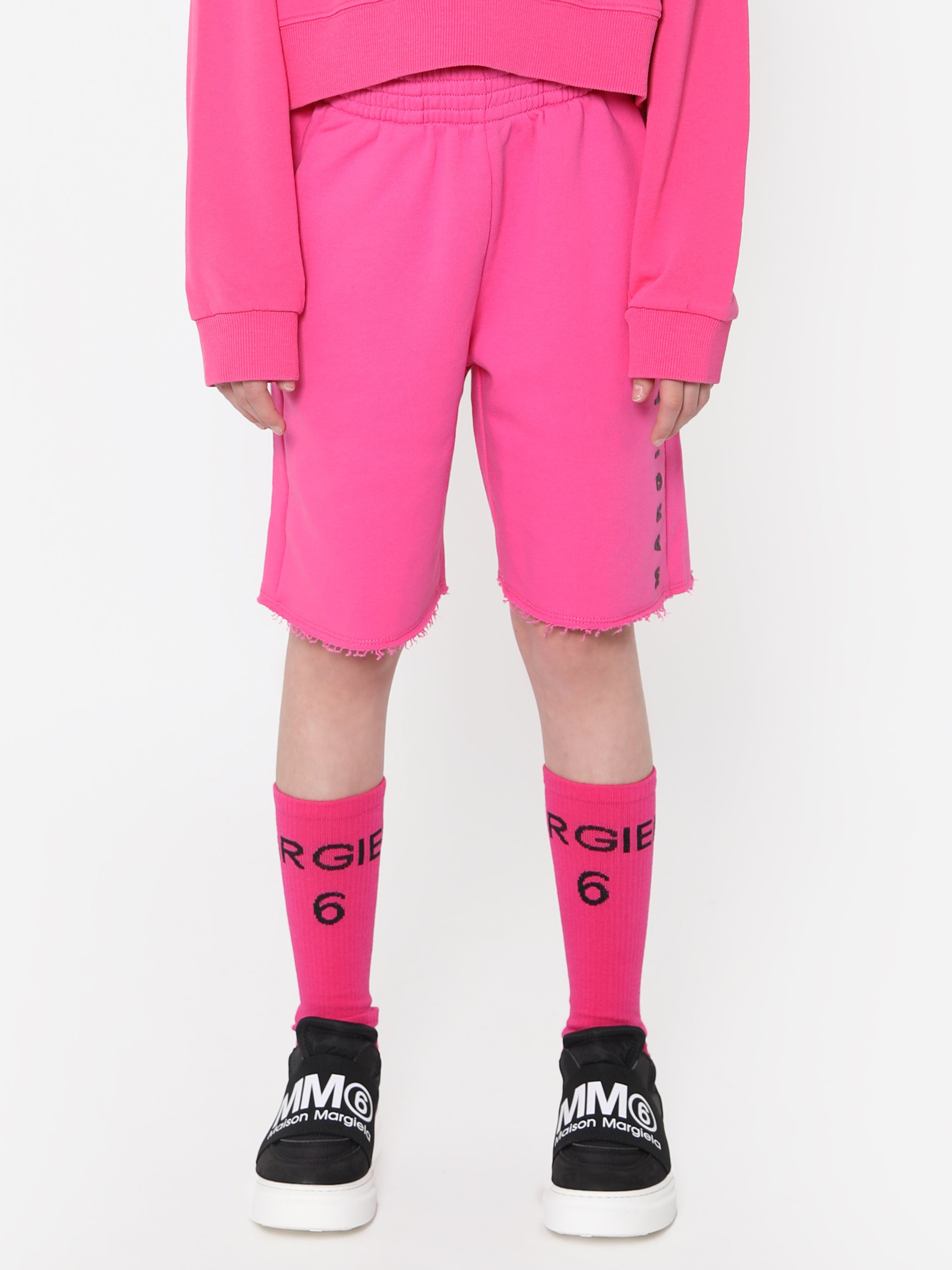 MM6 Maison Margiela Kids Logo Shorts In Pink Sale Tumblr